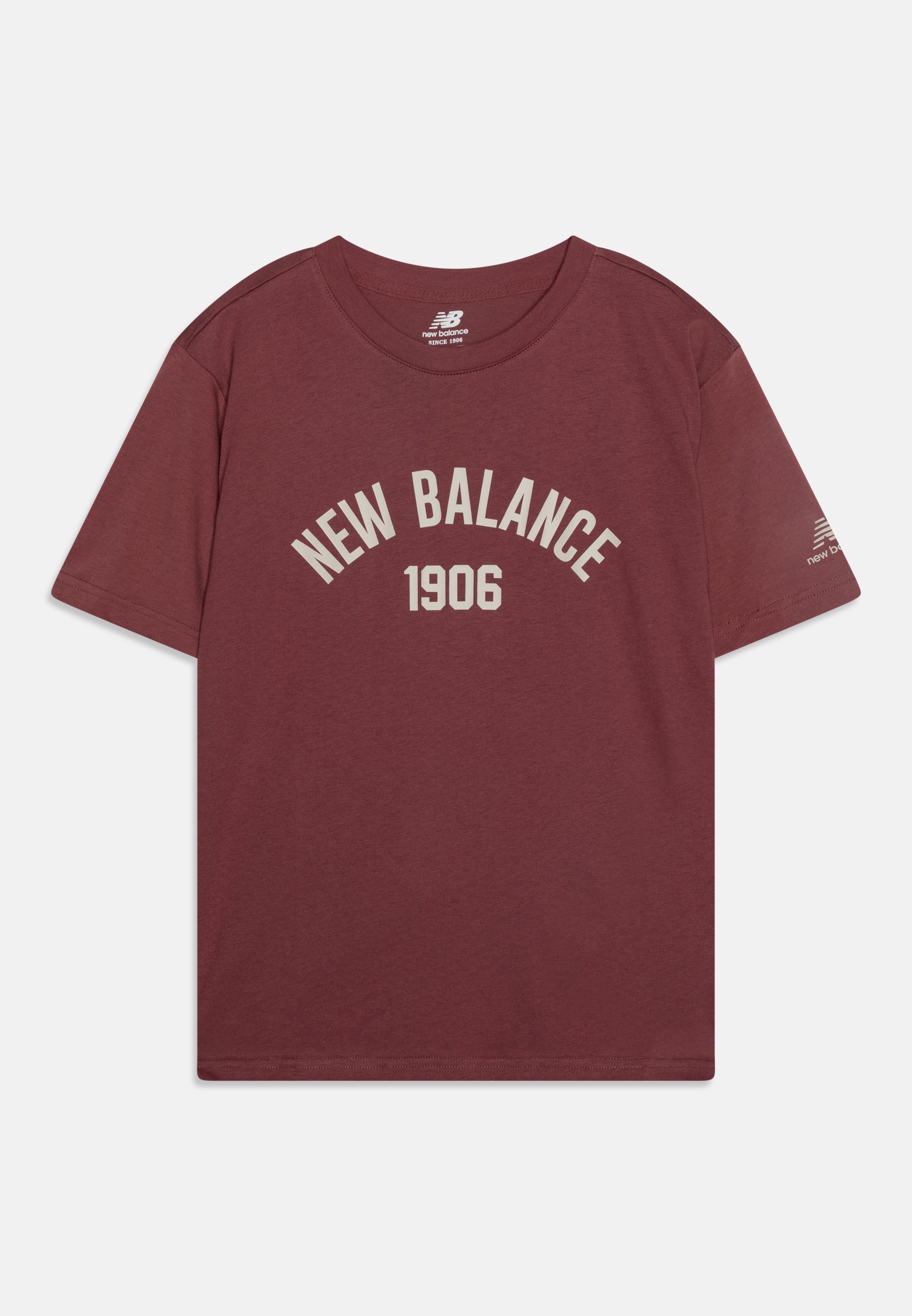 NB ESSENTIALS VARSITY  - Print T-shirt - washed burgundy/bordeaux
