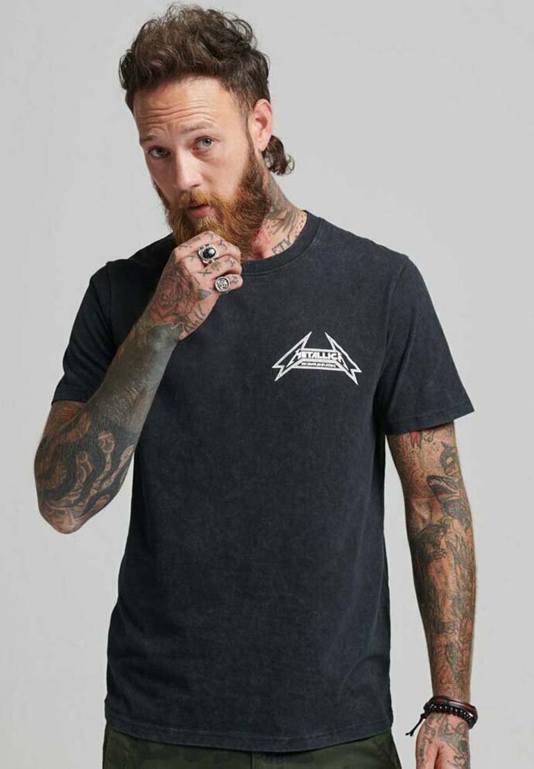 Superdry METALLICA LIMITED EDITION BAND - Print T-shirt - mid back in black/anthracite