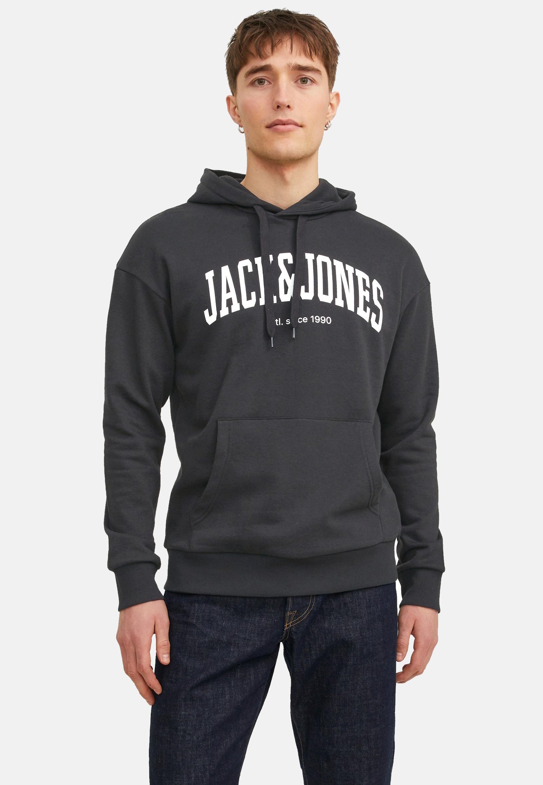 Jack &Jones JOSH MIT TUNNELZUG KÄNGURUT - Hoodie - schwarz/black
