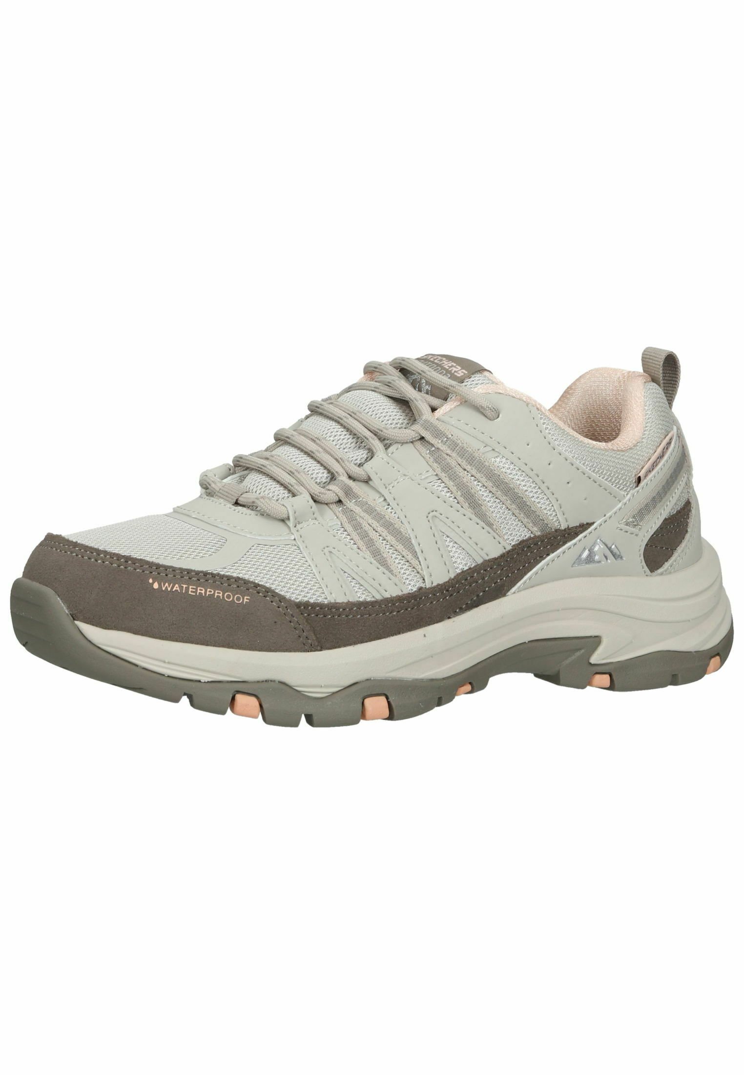 Skechers Trainers - taupe leather mesh pink trim/beige