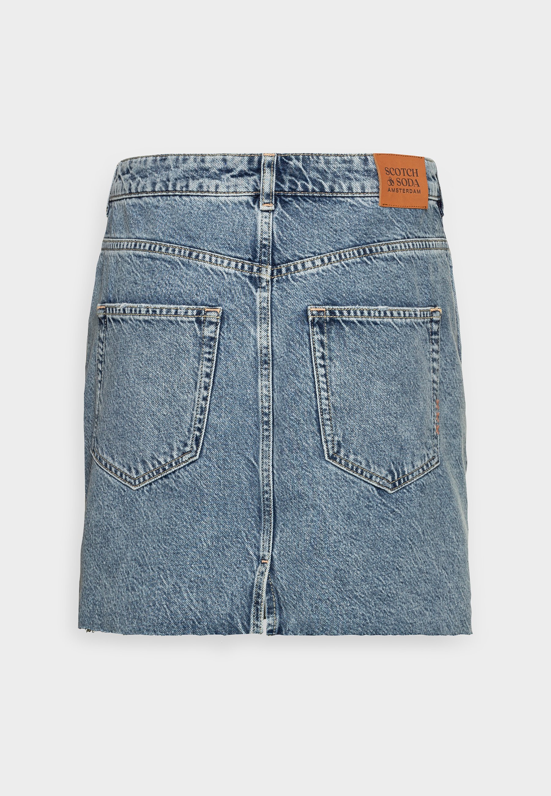 Scotch & Soda CROSS OVER FRONT WASHED SKIRT - Denim skirt - growing blauw/stone blue denim