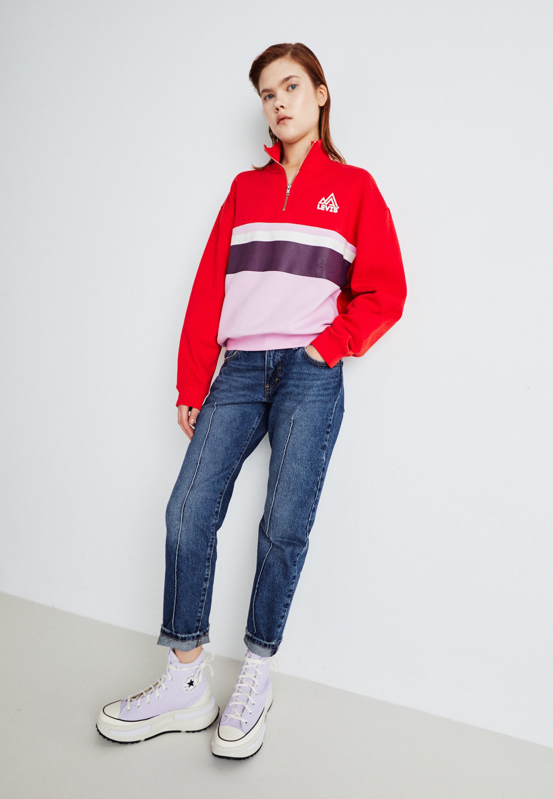 Levi's® GRAPHIC 1/4 ZIP - Sweatshirt - red/multi-coloured/red