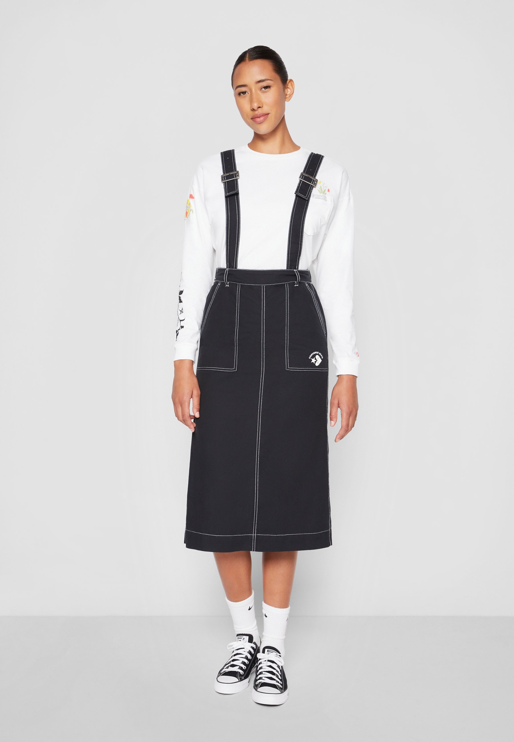 Converse SKATEBOARD BIB DRESS - Day dress - black