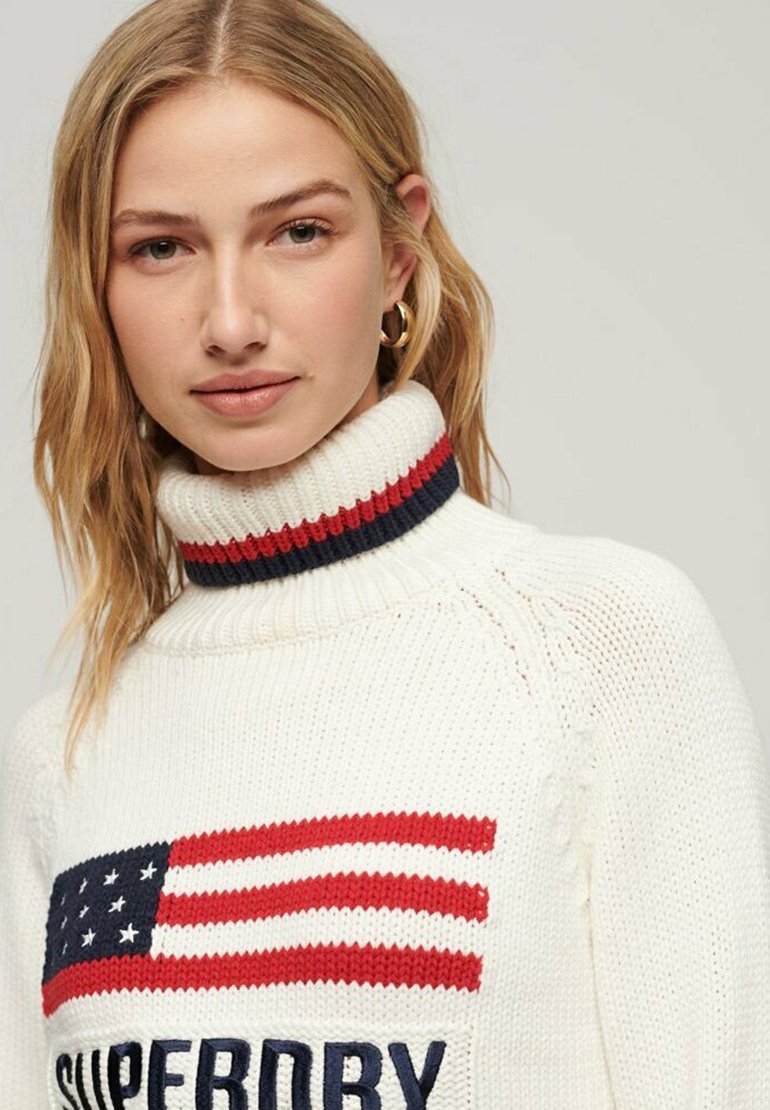 Superdry AMERICANA ROLL NECK - Jumper - ecru/off-white