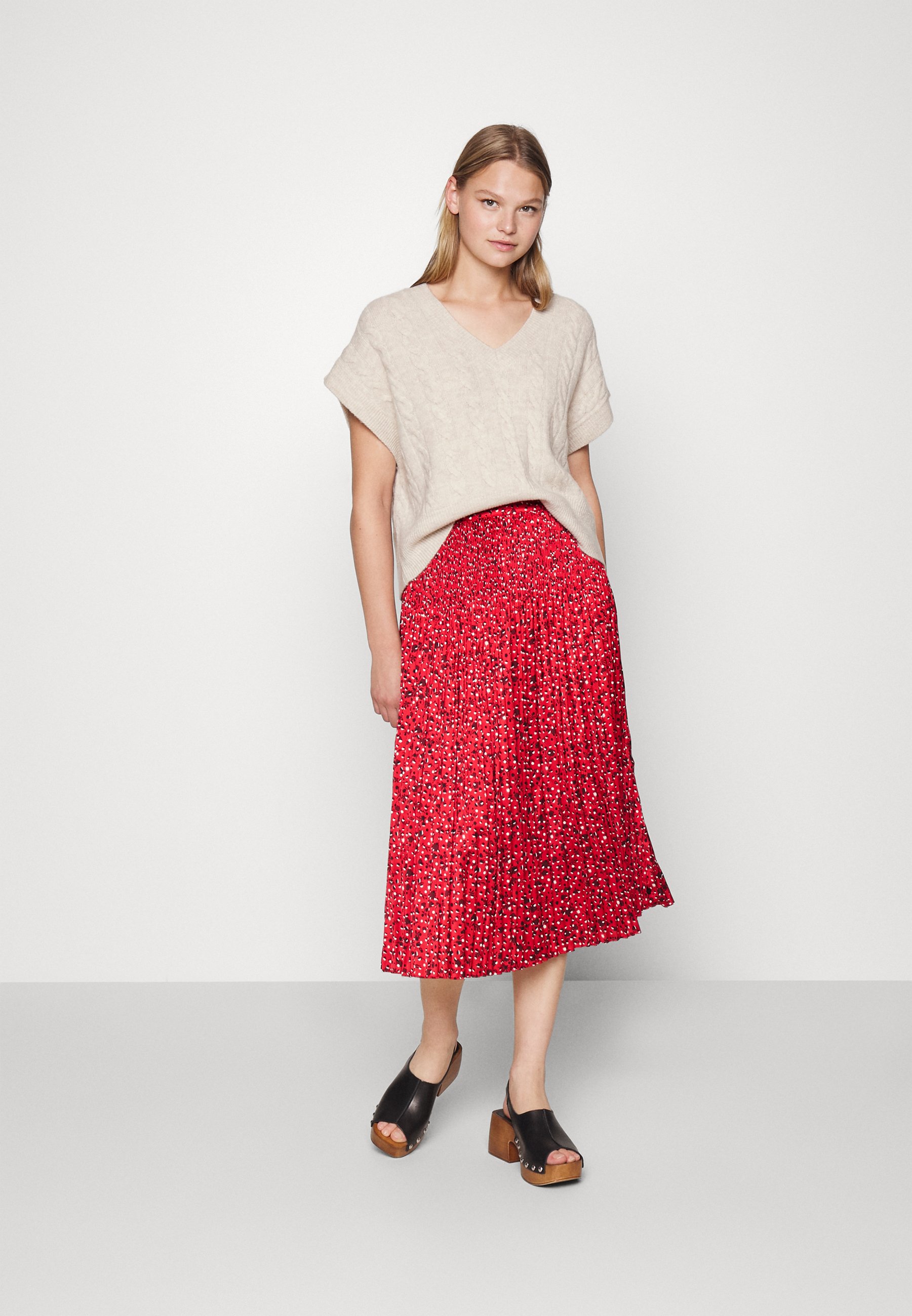 Scotch & Soda PLEATED PRINTED SKIRT - A-line skirt - electric red/red