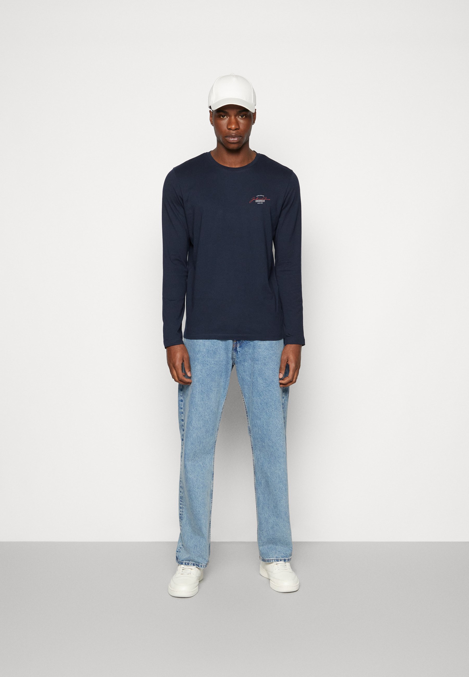 Jack &Jones JORFERRY LONGSLEEVE CREW NECK  - Long sleeved top - navy blazer/dark blue