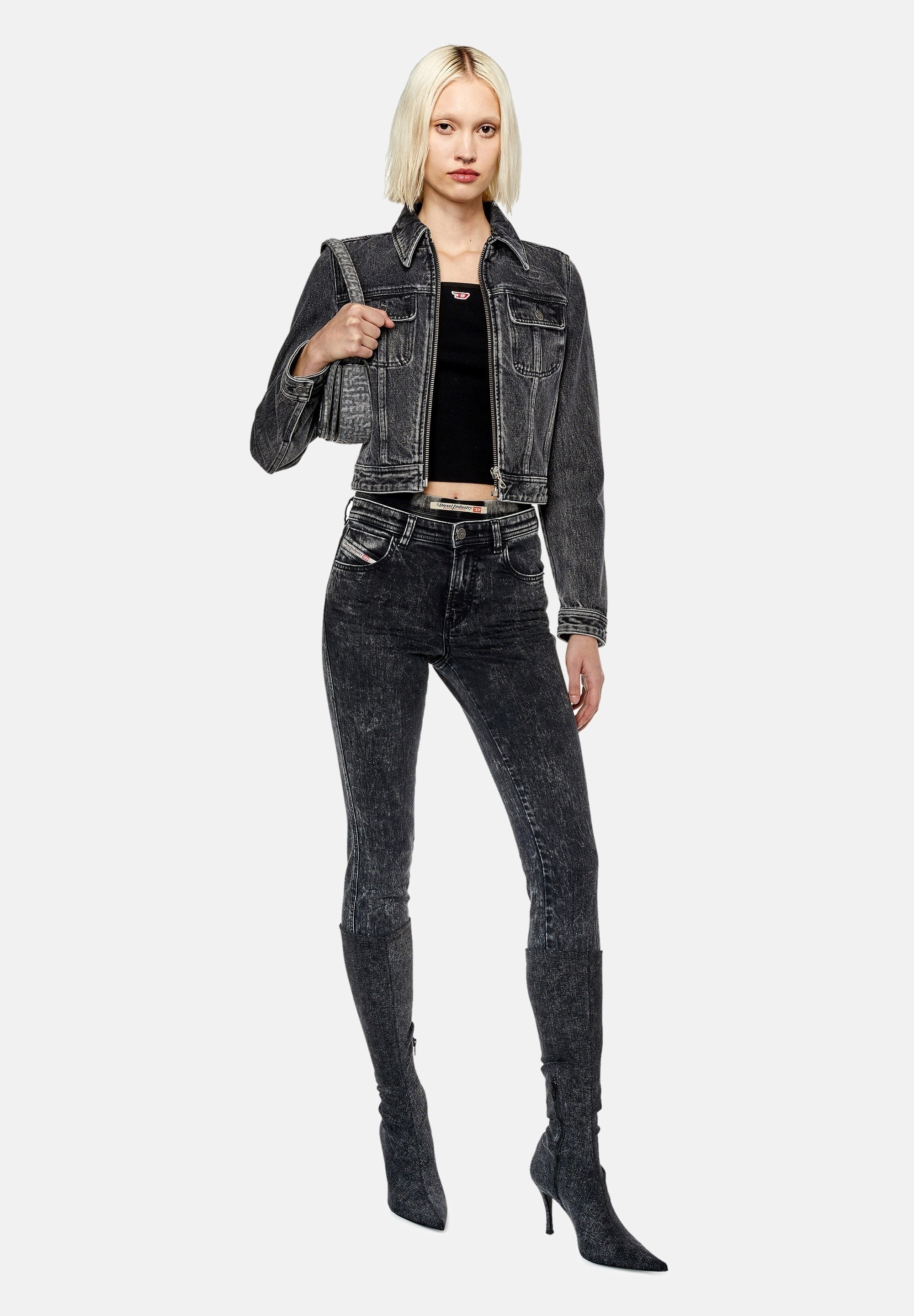 Diesel 2015 BABHILA - Jeans Skinny Fit - black dark grey/black denim