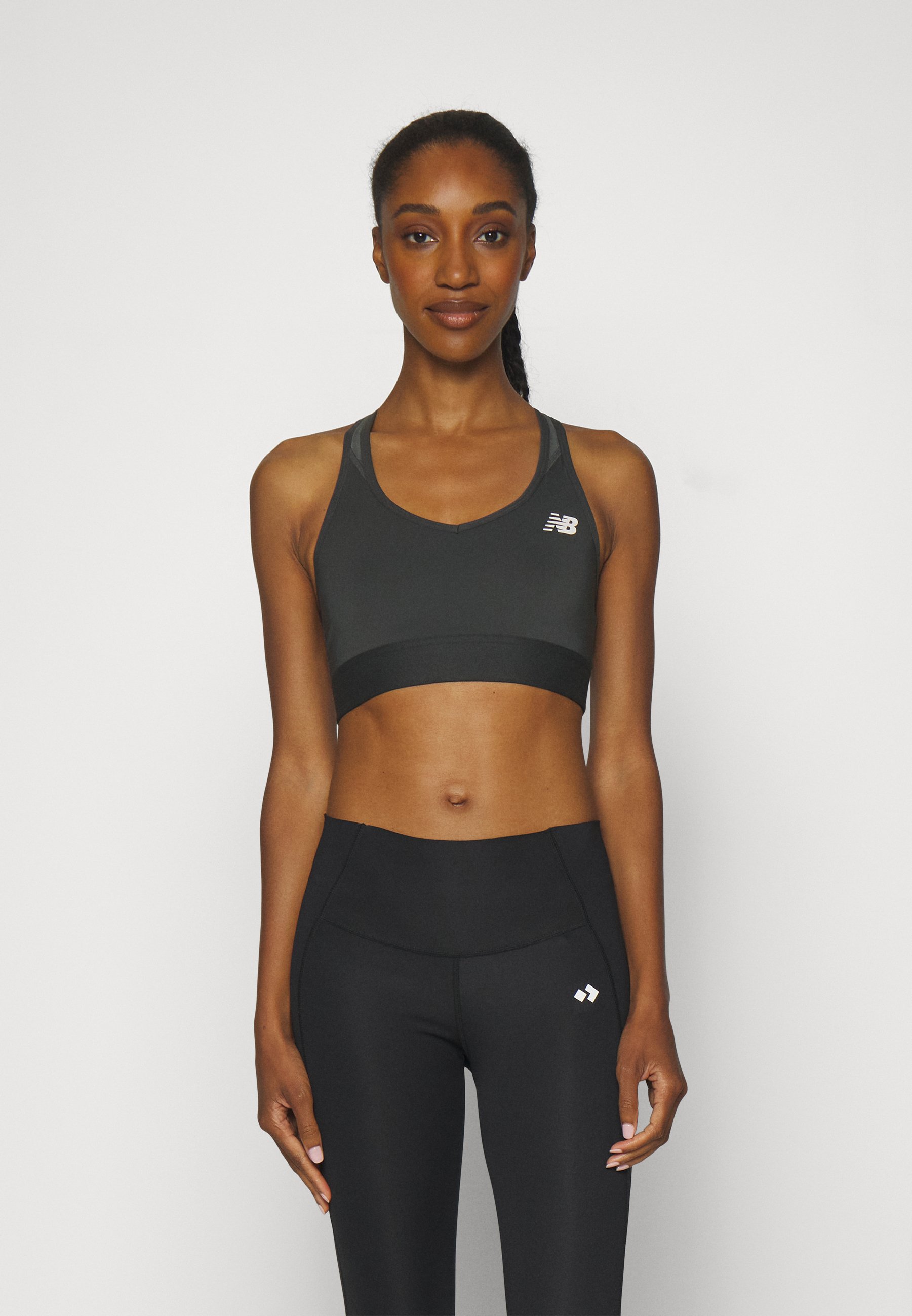 NB LINEAR HERITAGE RACERBACK BRA - Medium support sports bra - black
