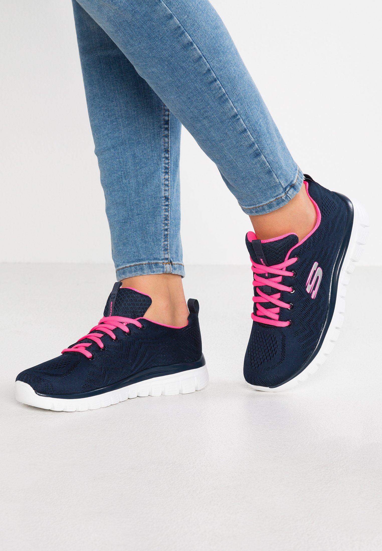Skechers GRACEFUL - Trainers - navy/hot pink/blue