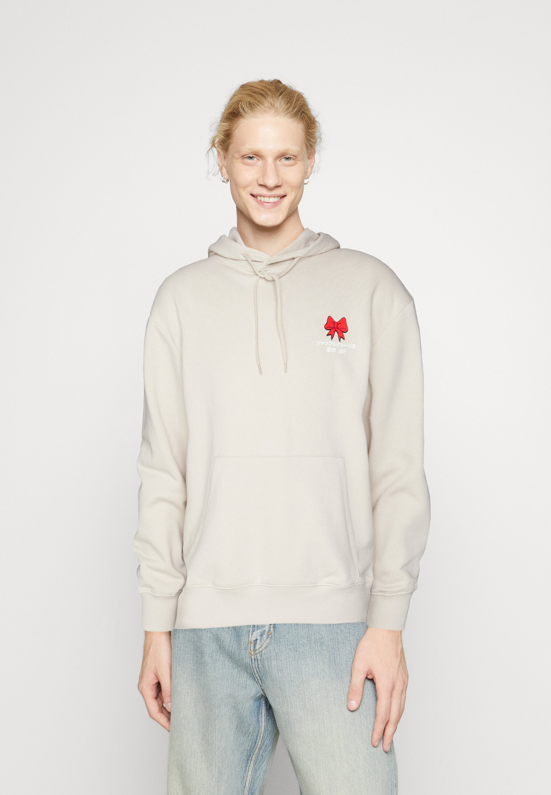Jack &Jones JORCEREMONY  HOOD XMAS - Sweatshirt - moonbeam/off-white