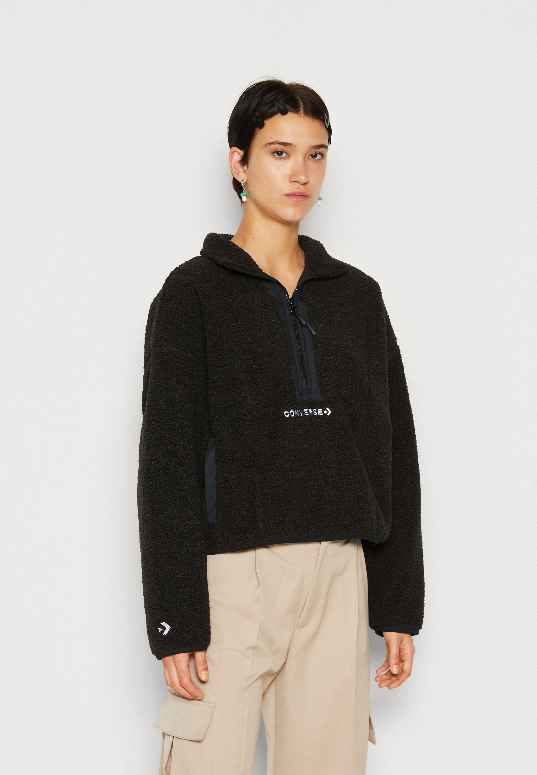 Converse HALF ZIP - Fleece jumper - black