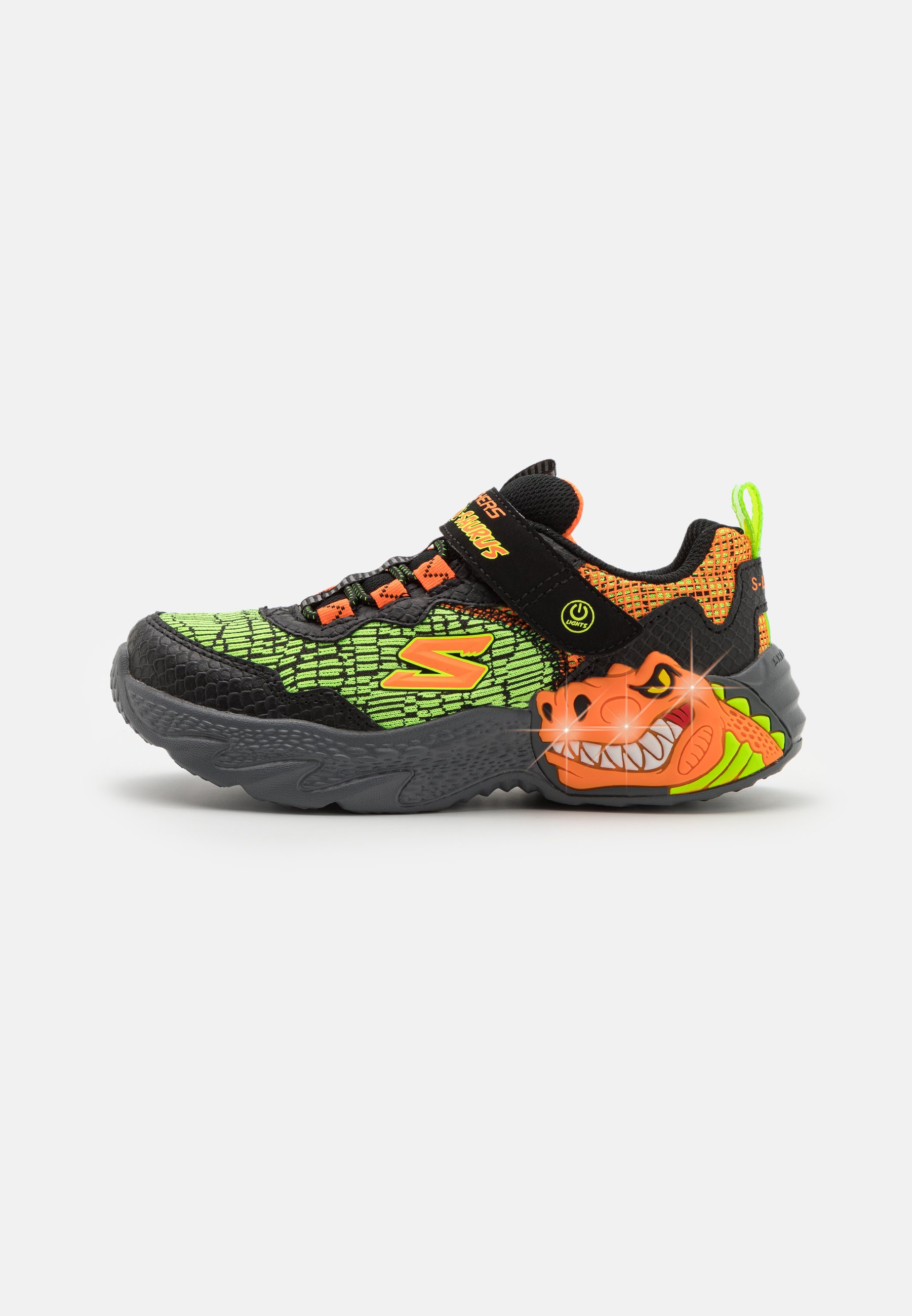 Skechers DINO LIGHTS UNISEX - Trainers - black/orange/green/black