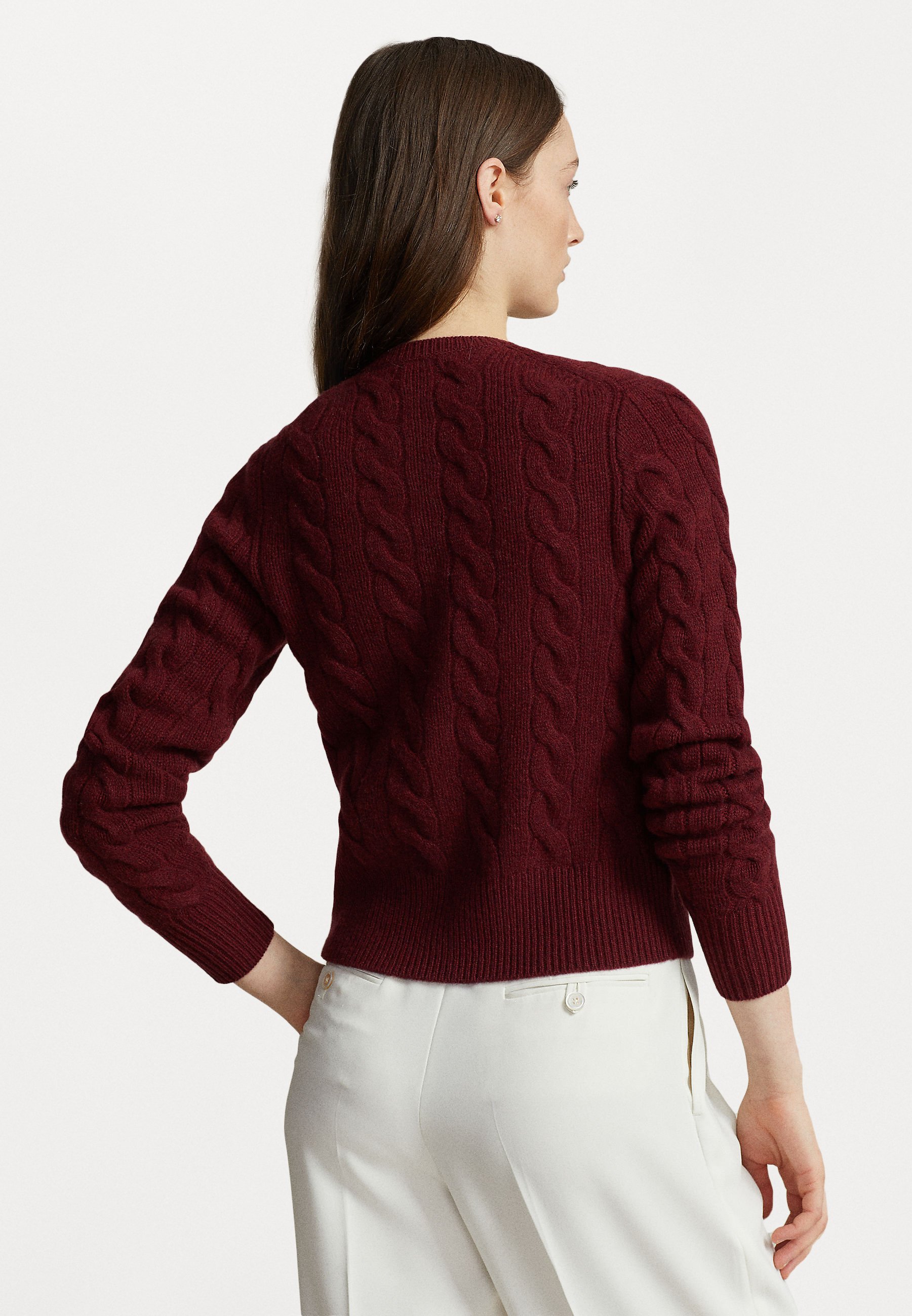Polo Ralph Lauren LONG SLEEVE CARDIGAN - Cardigan - garnet red melange/red