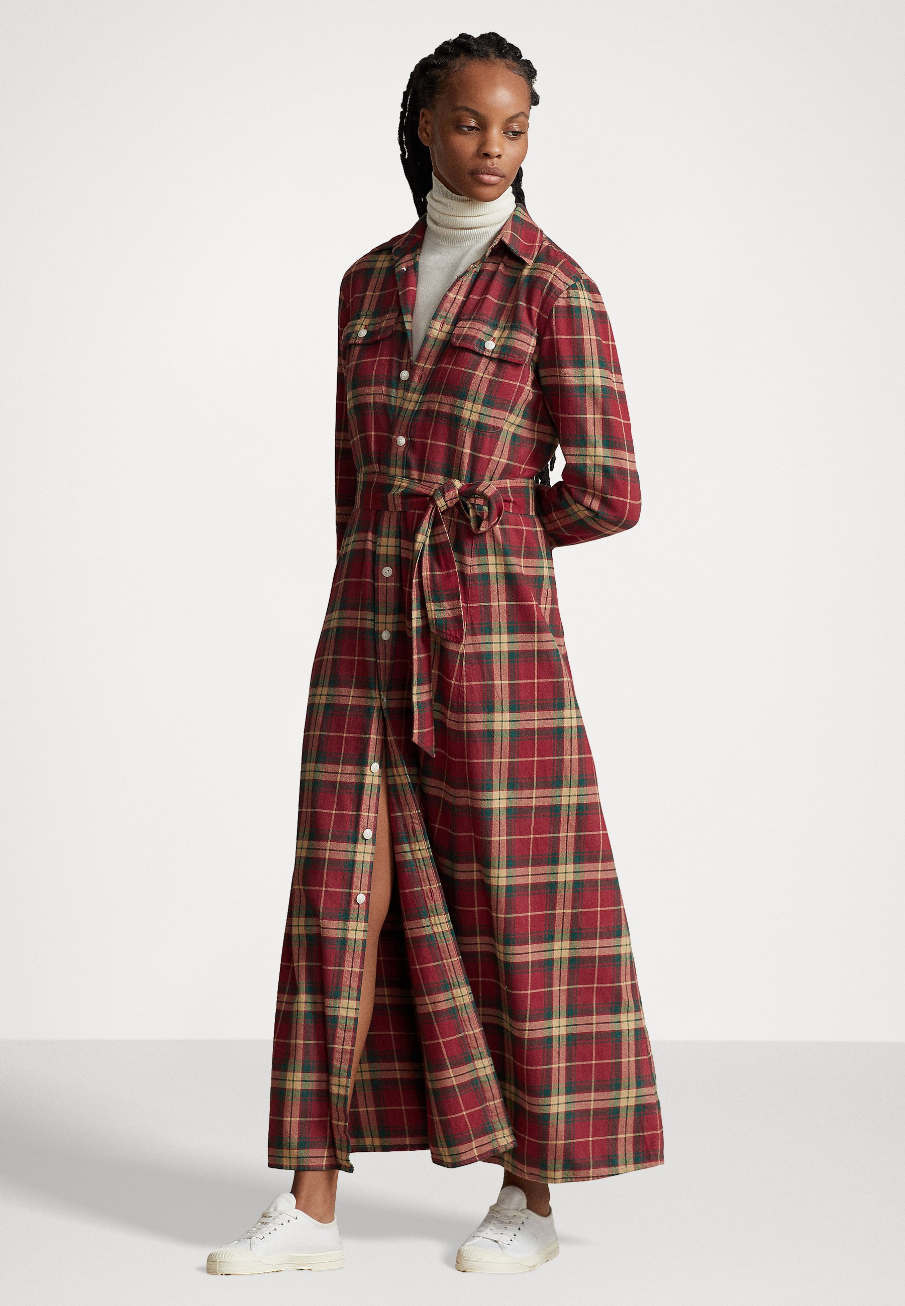 Polo Ralph Lauren LONG SLEEVE DAY DRESS - Shirt dress - red/green/multi/red