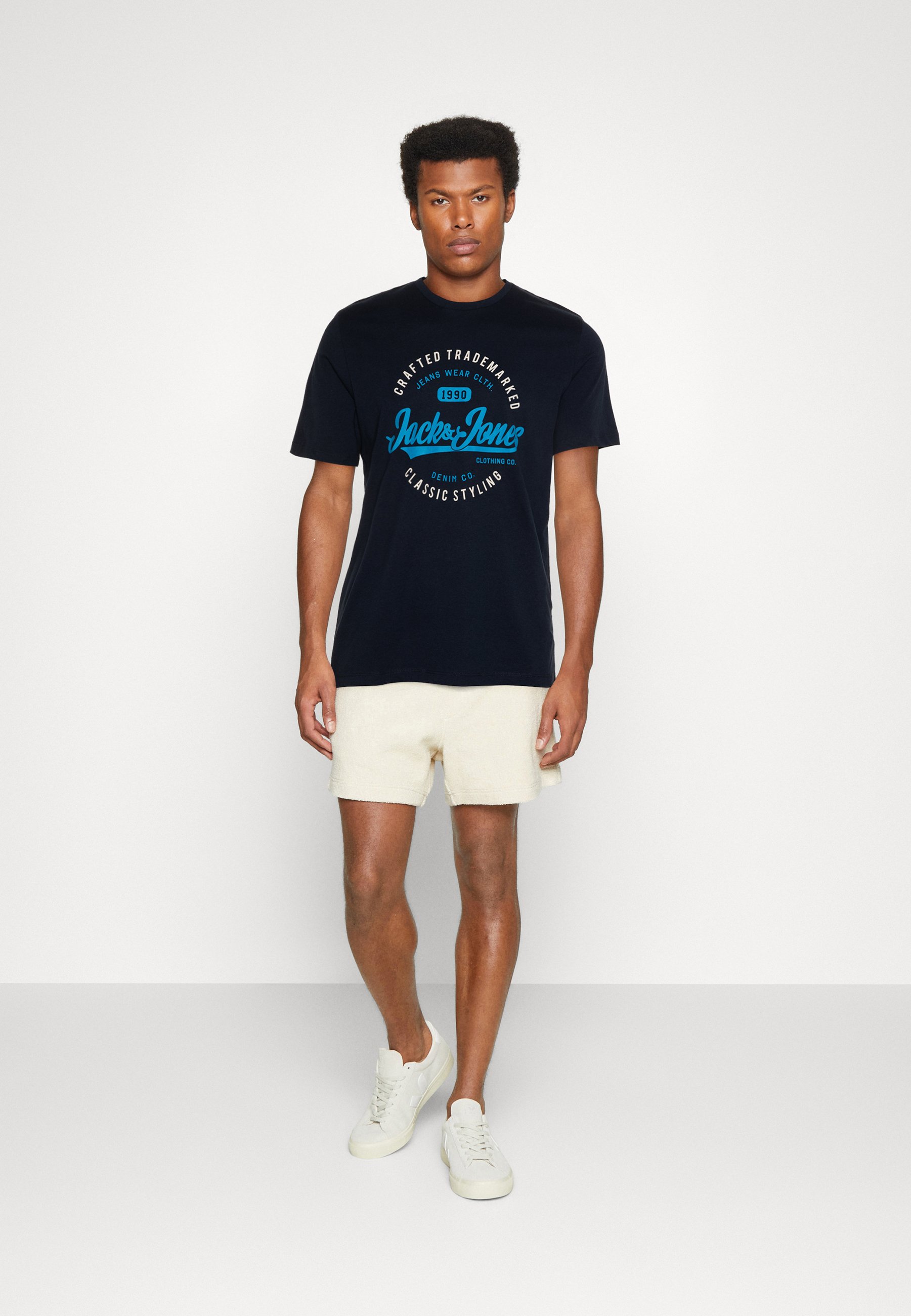Jack &Jones JJMIKK TEE CREW NECK 2 PACK - Print T-shirt - white/navy/white