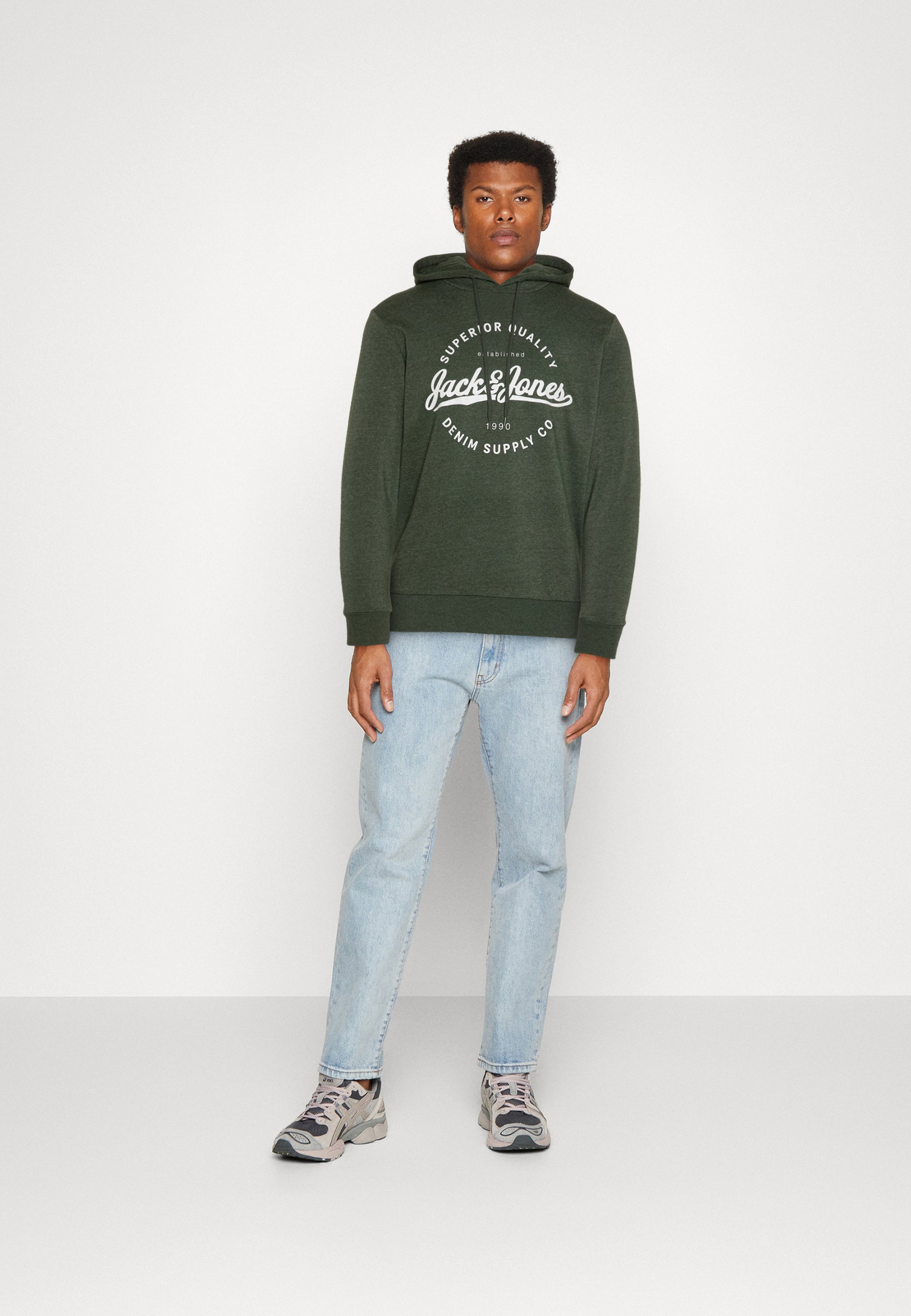 Jack &Jones JJSTANLI HOOD - Sweatshirt - mountain view/dark green