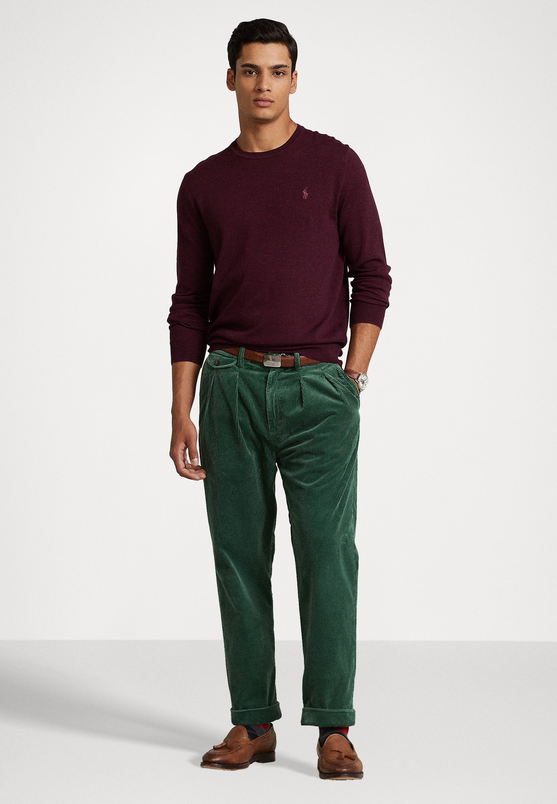 Polo Ralph Lauren LONG SLEEVE - Jumper - aged wine heather/mottled bordeaux