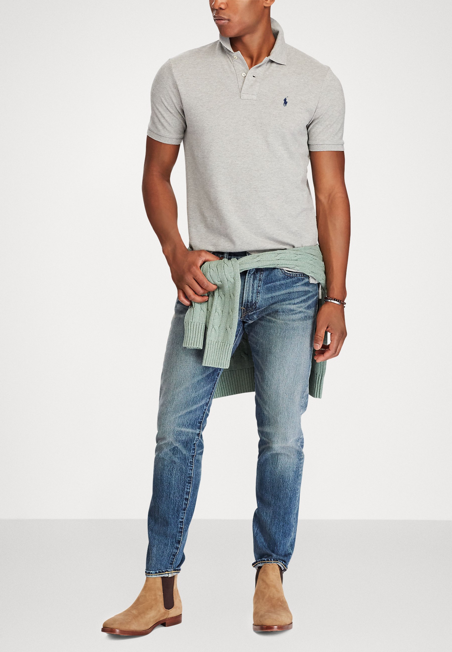Polo Ralph Lauren SLIM FIT - Polo shirt - andover heather/dark grey
