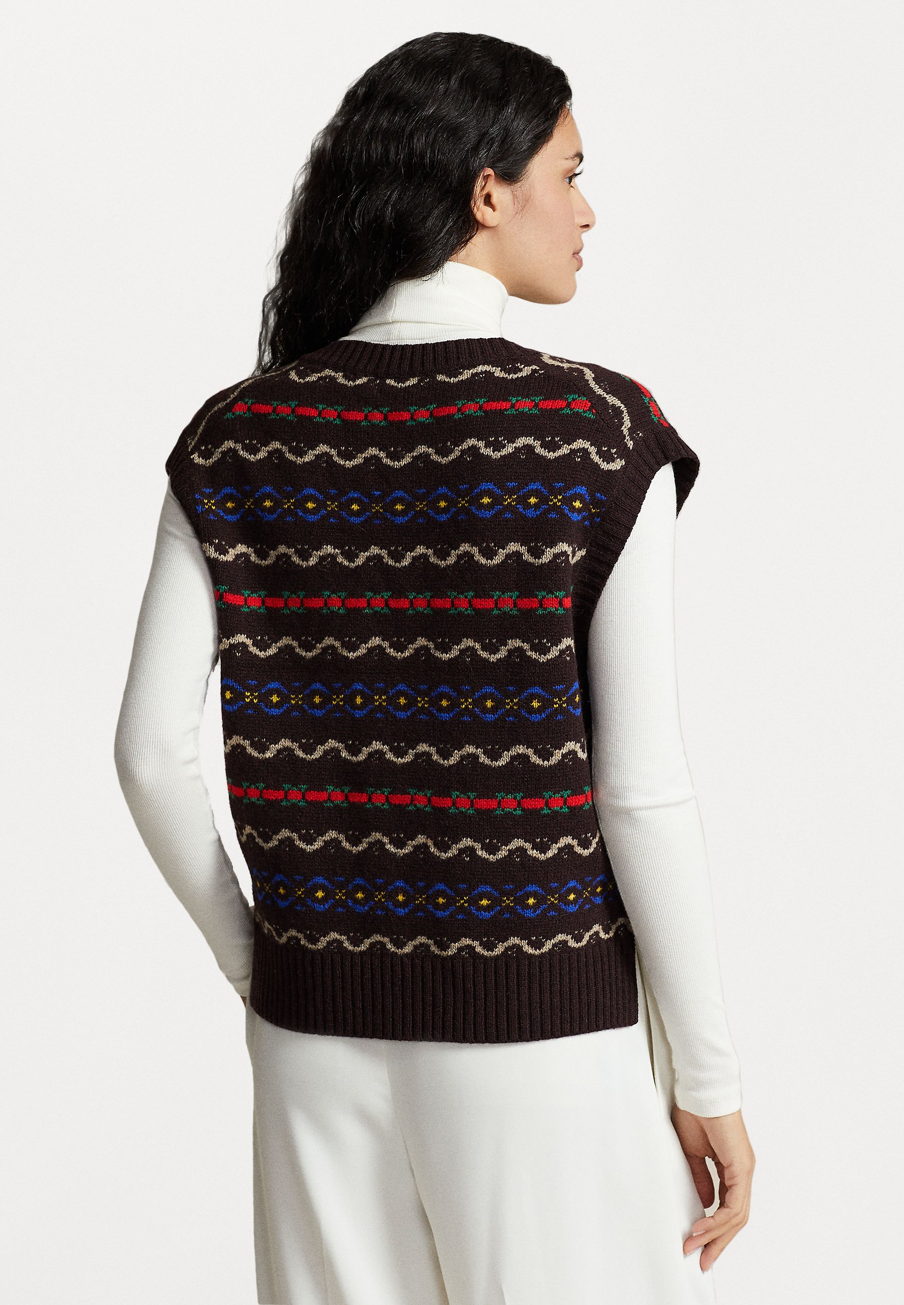 Polo Ralph Lauren FRISLE SLEEVELESS - Jumper - brown multi/brown