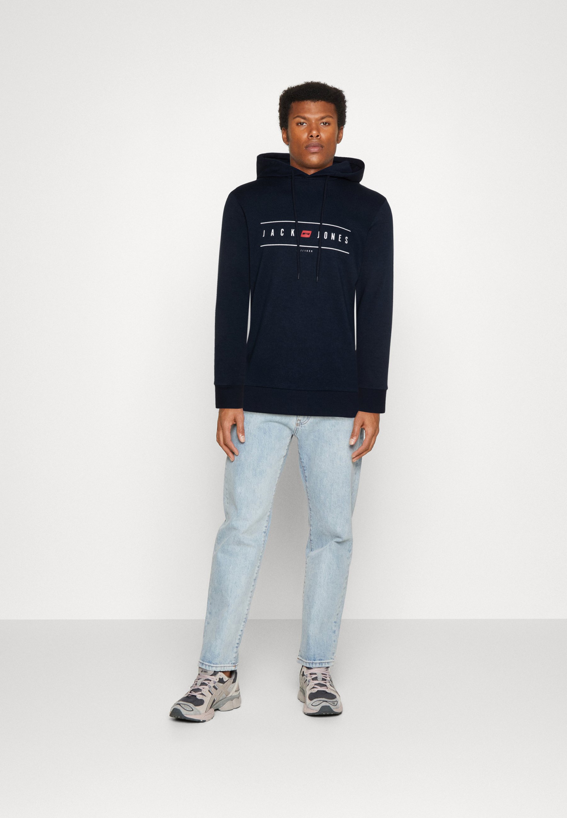 Jack &Jones JJELLIOT LOGO HOOD - Sweatshirt - navy blazer/dark blue