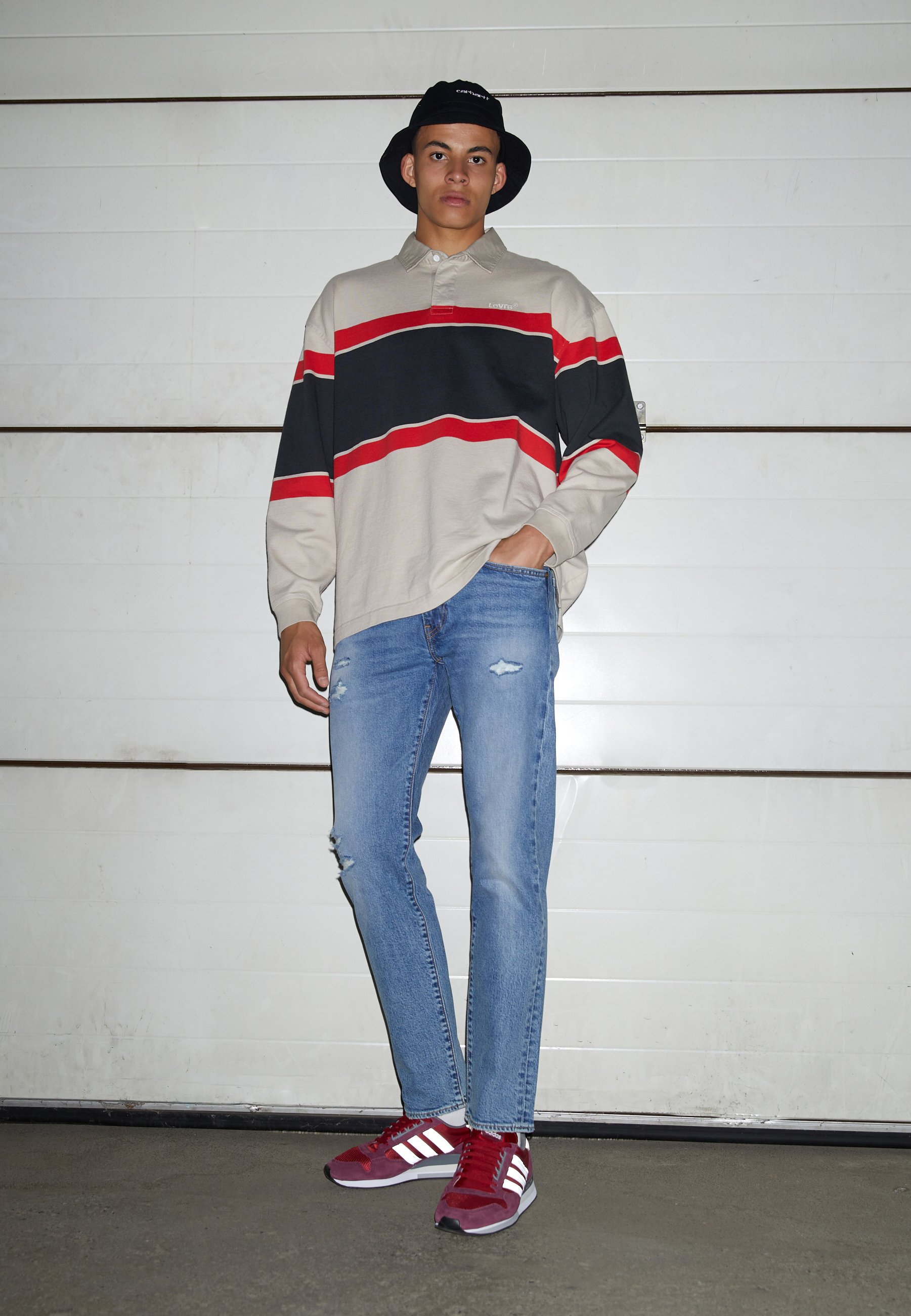 Levi's® 502™ TAPER - Jeans Tapered Fit - dark indigo destructed/blue