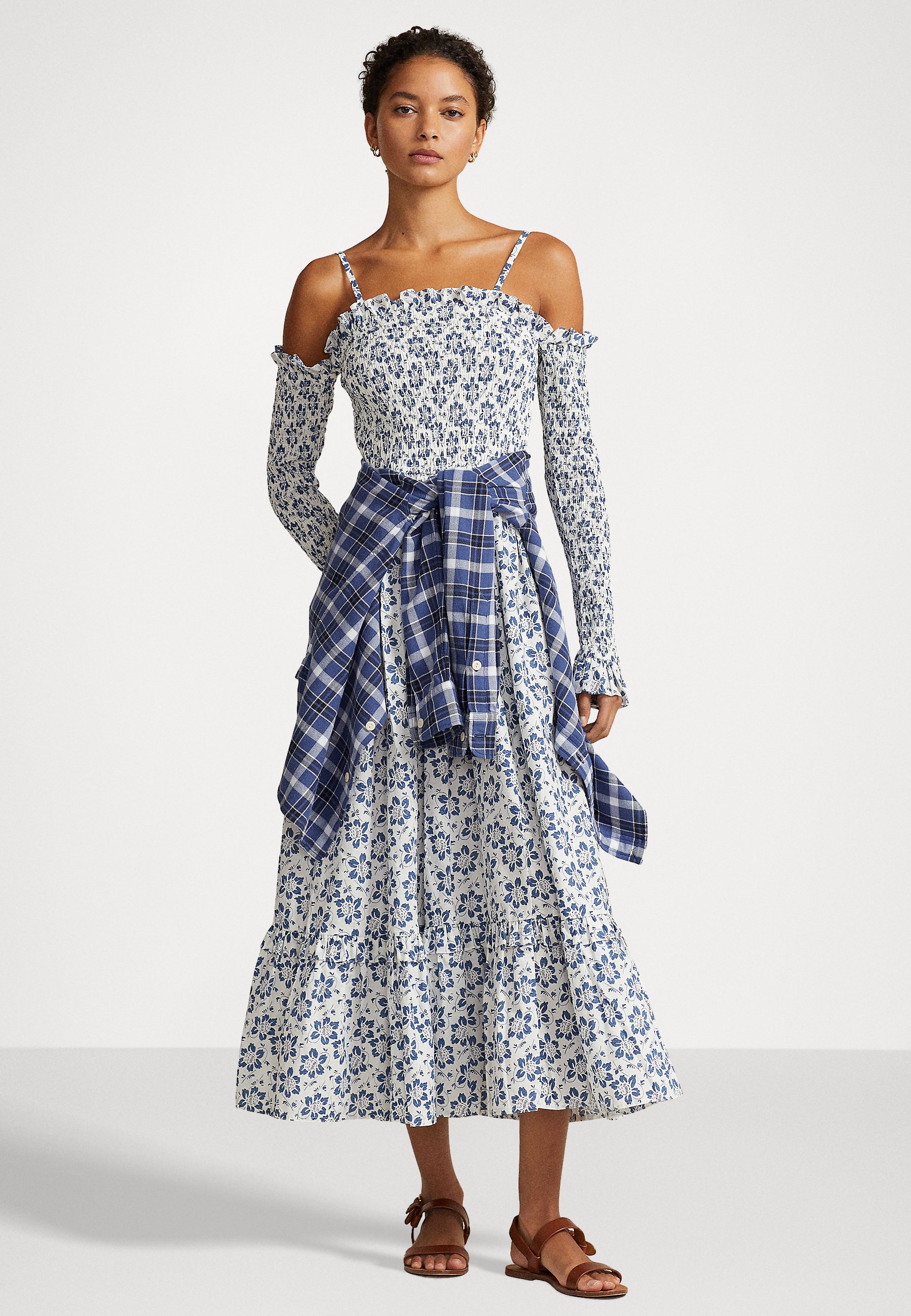 Polo Ralph Lauren LONG SLEEVE DAY DRESS - Day dress - blue floral/blue
