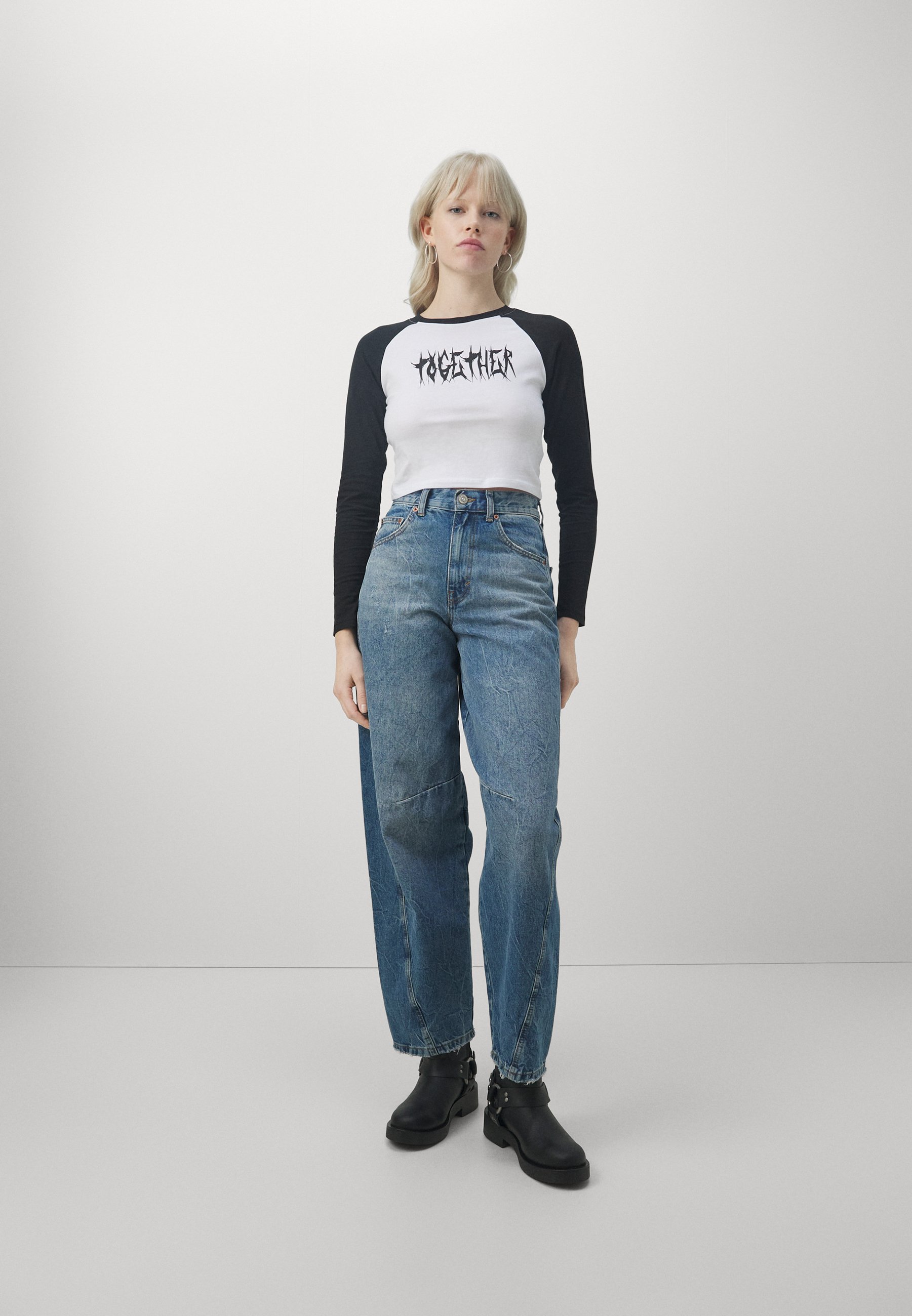 ONLY ONLLILLI TEE - Long sleeved top - bright white/black/white