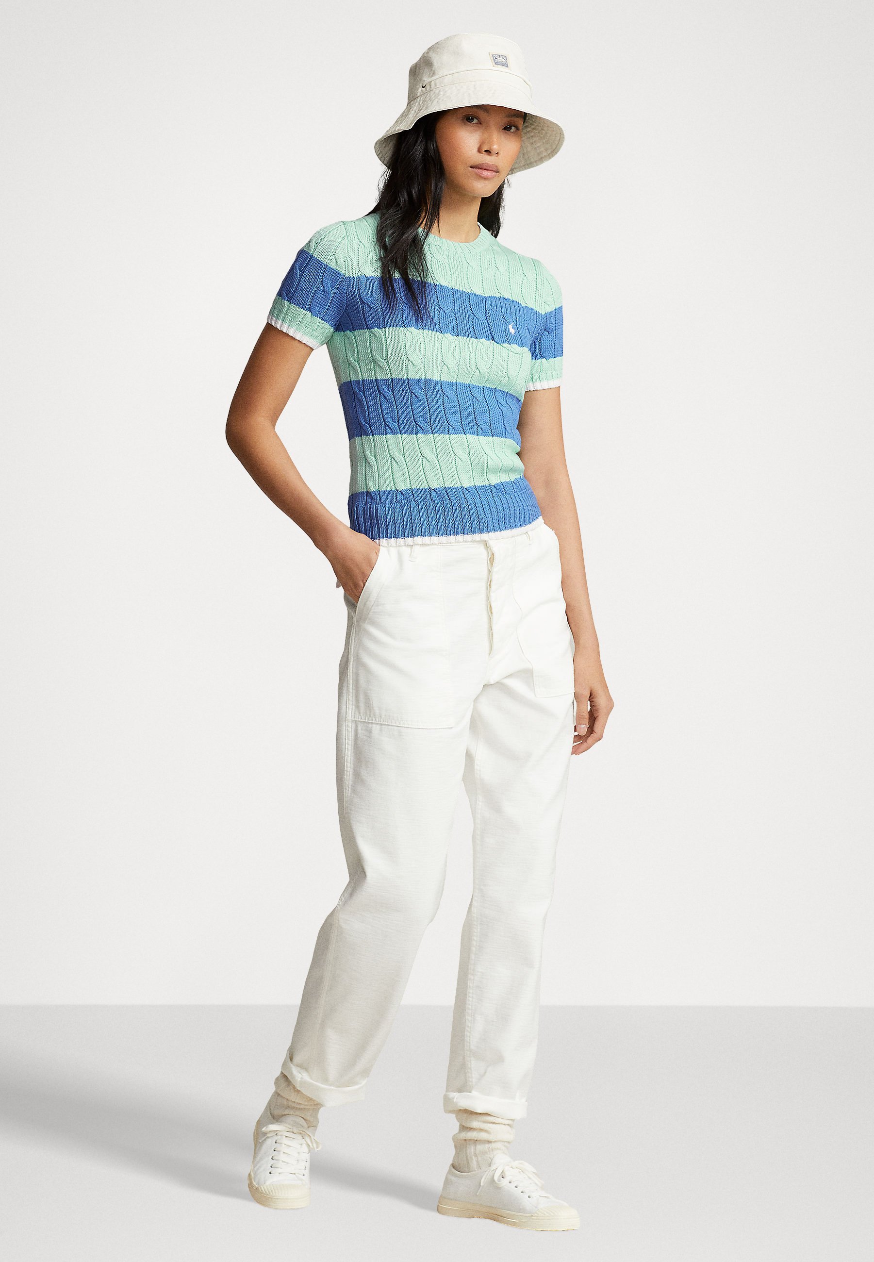 Polo Ralph Lauren STRIPE SHORT SLEEVE - Print T-shirt - april green/new englnd blue/blue