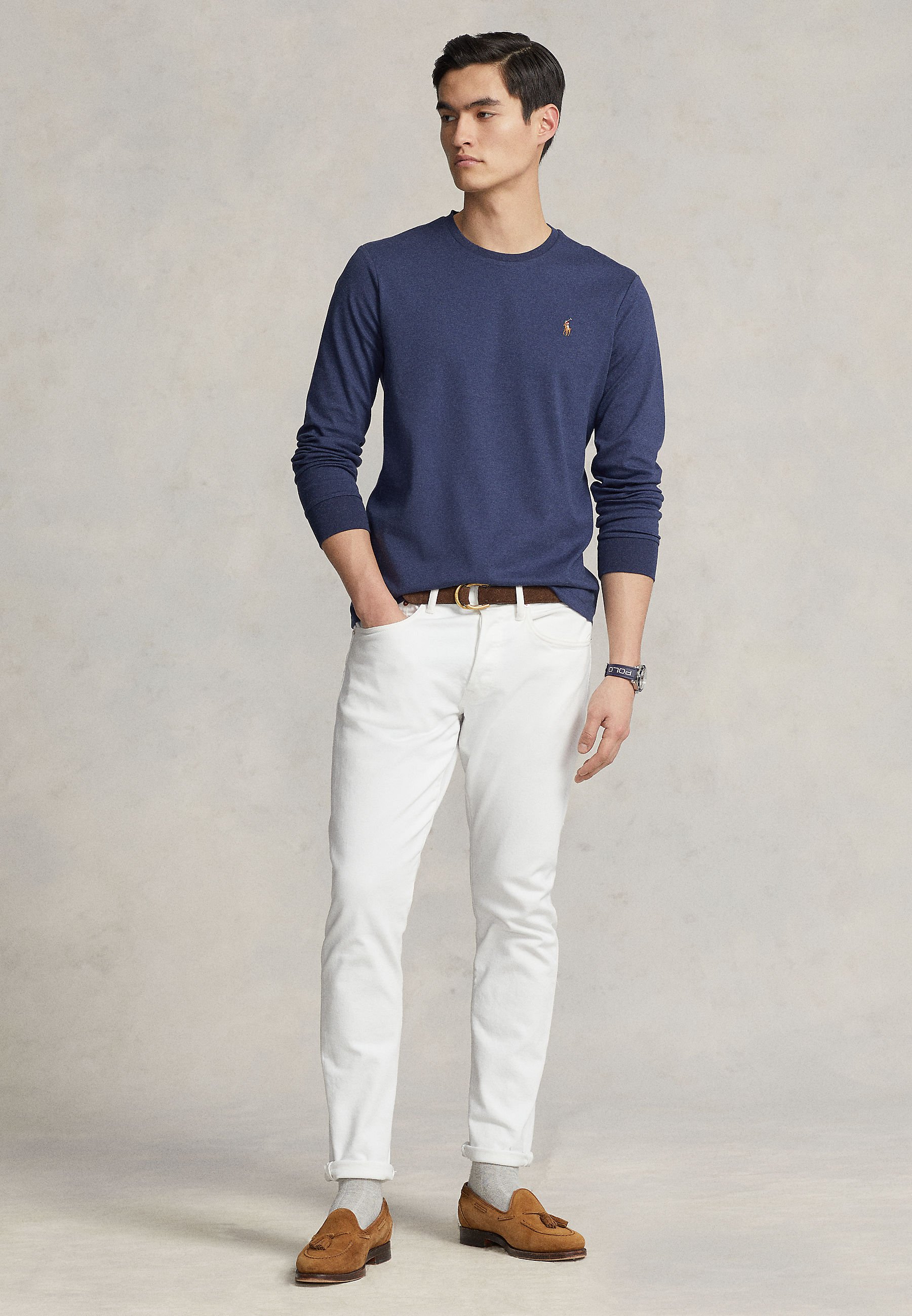 Polo Ralph Lauren LONG SLEEVE - Long sleeved top - spring navy heather/dark blue