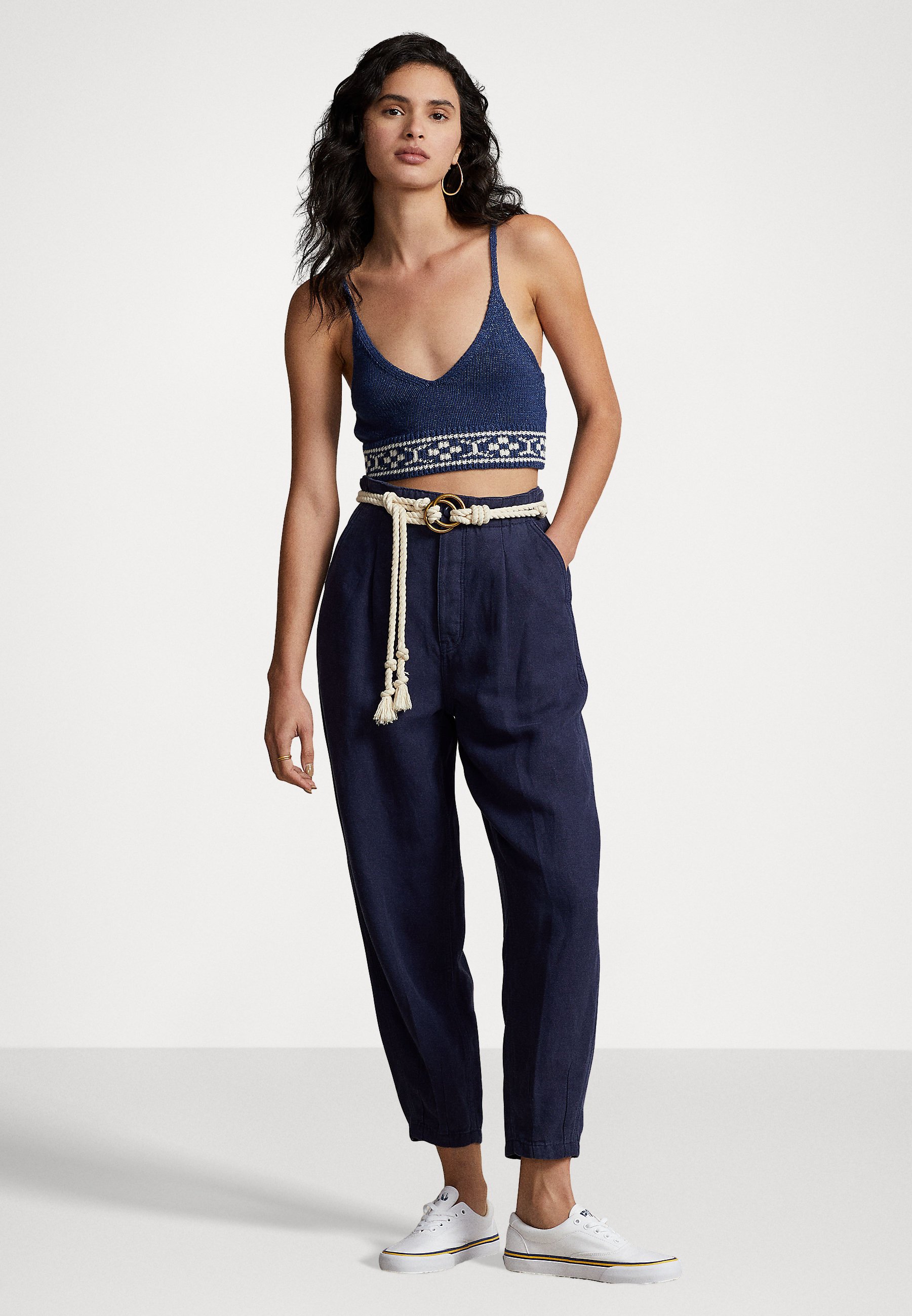 Polo Ralph Lauren CROPPED FLAT FRONT - Trousers - navy/dark blue