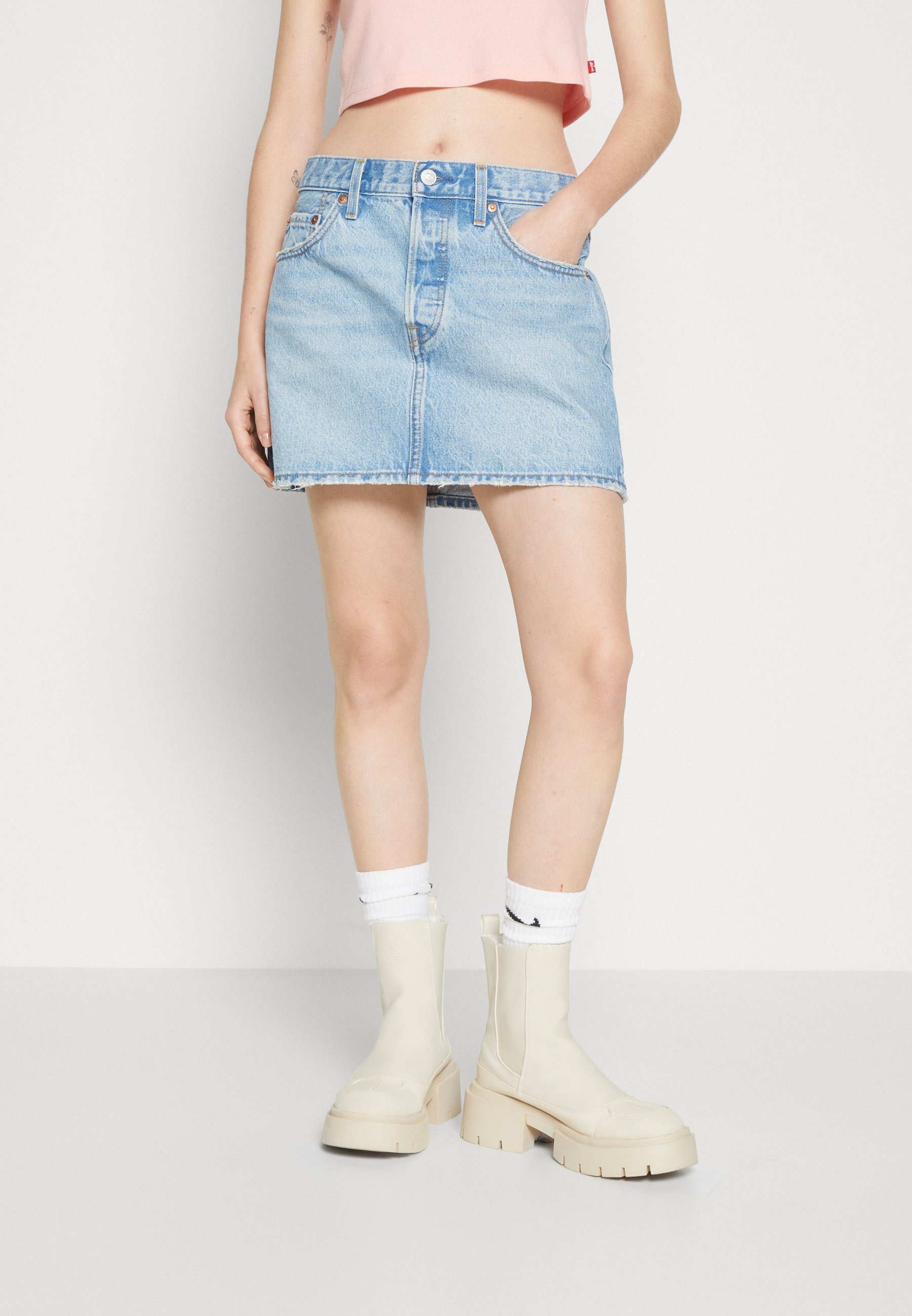 Levi's® ICON SKIRT - Denim skirt - front and center/blue denim