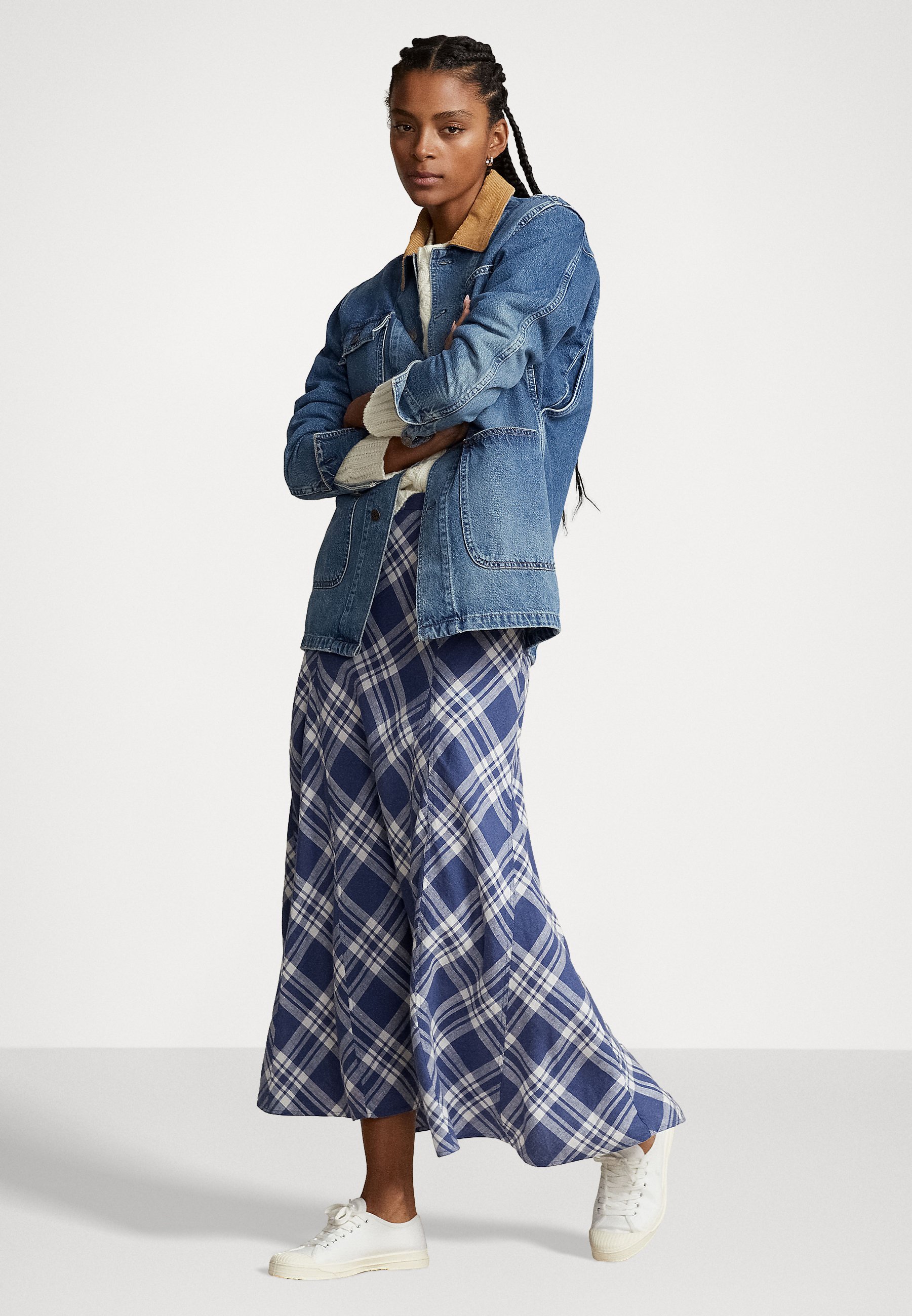 Polo Ralph Lauren MAXI FULL - Maxi skirt - blue multi plaid/blue