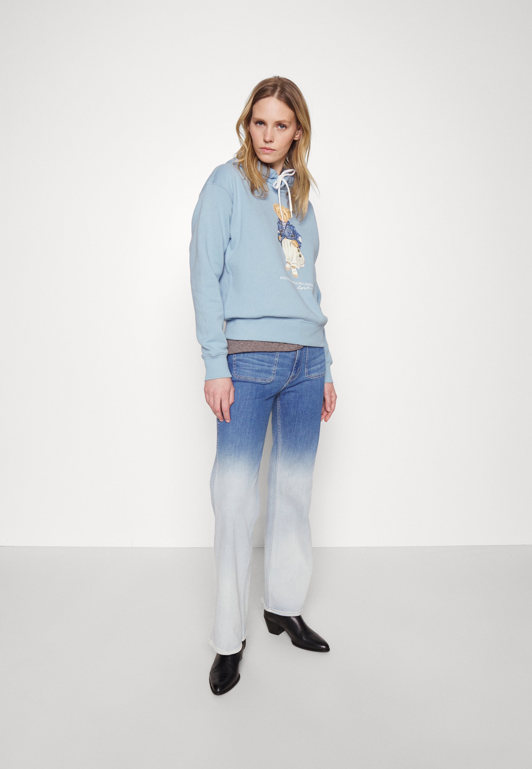 Polo Ralph Lauren MED BEAR LONG SLEEVE-SWEATSHIRT - Hoodie - powder blue/blue
