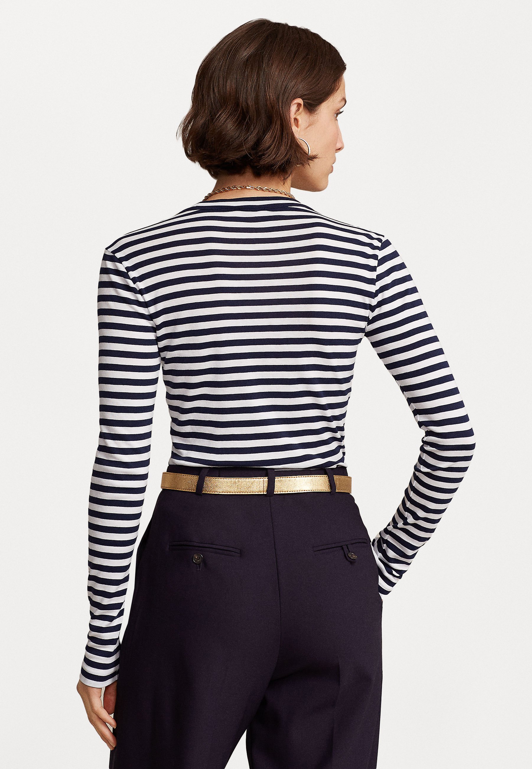Polo Ralph Lauren LONG SLEEVE - Long sleeved top - cruise navy/white/white