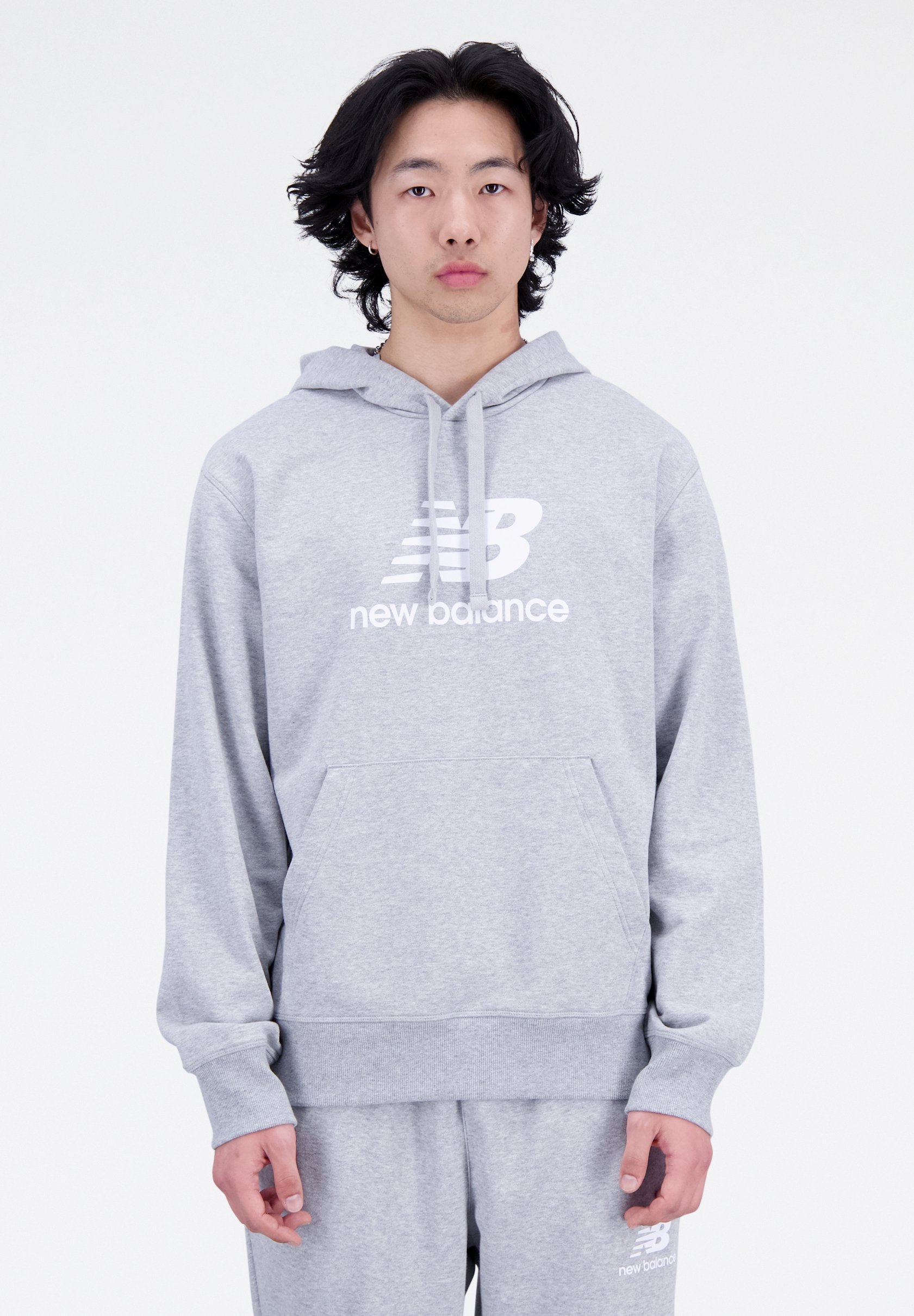 NB ESSENTIALS STACKED LOGO HOODIE - Hoodie - athletic grey/grey