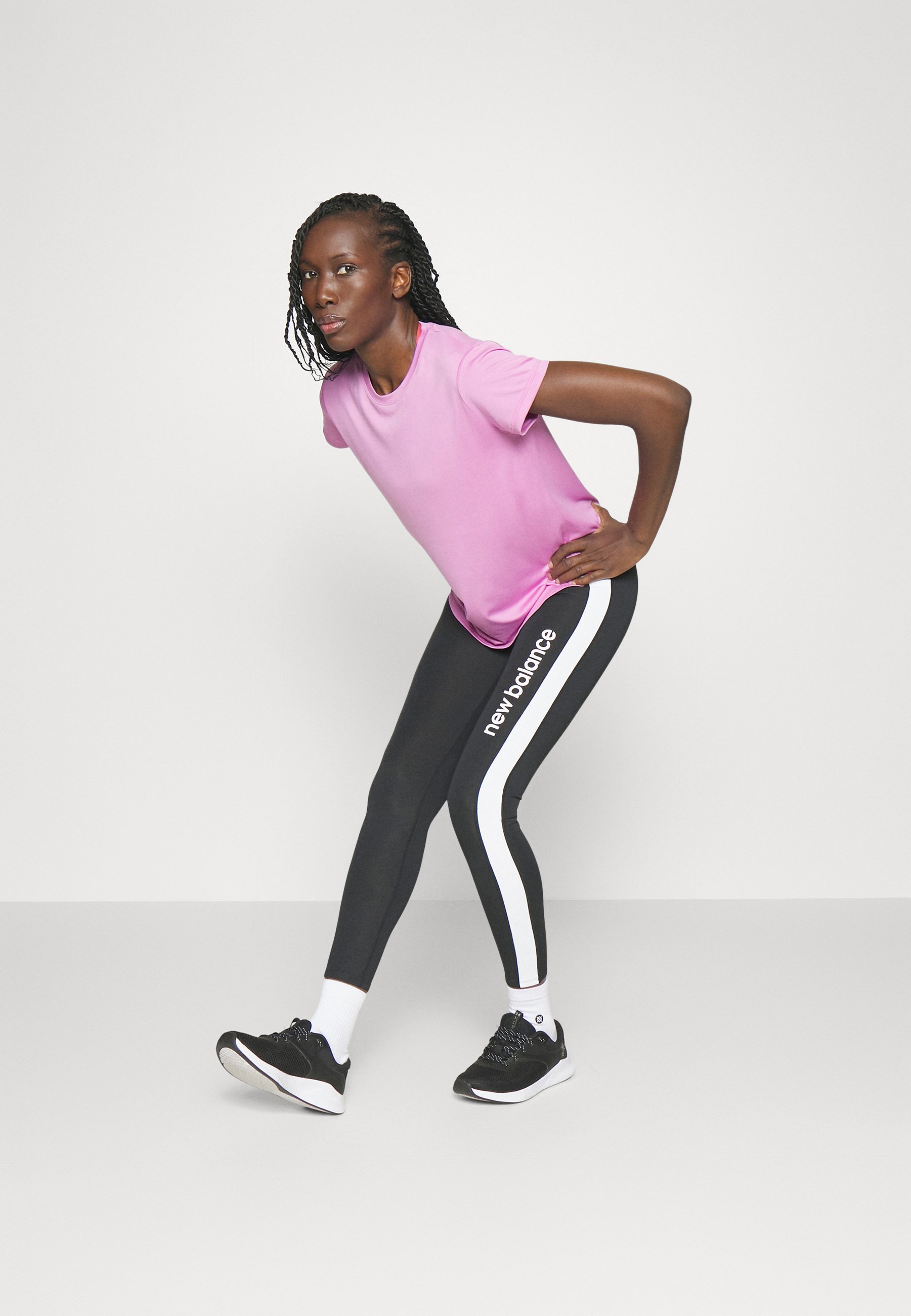 NB CORE HEATHER TEE - Sports T-shirt - burdock heather (632)/pink