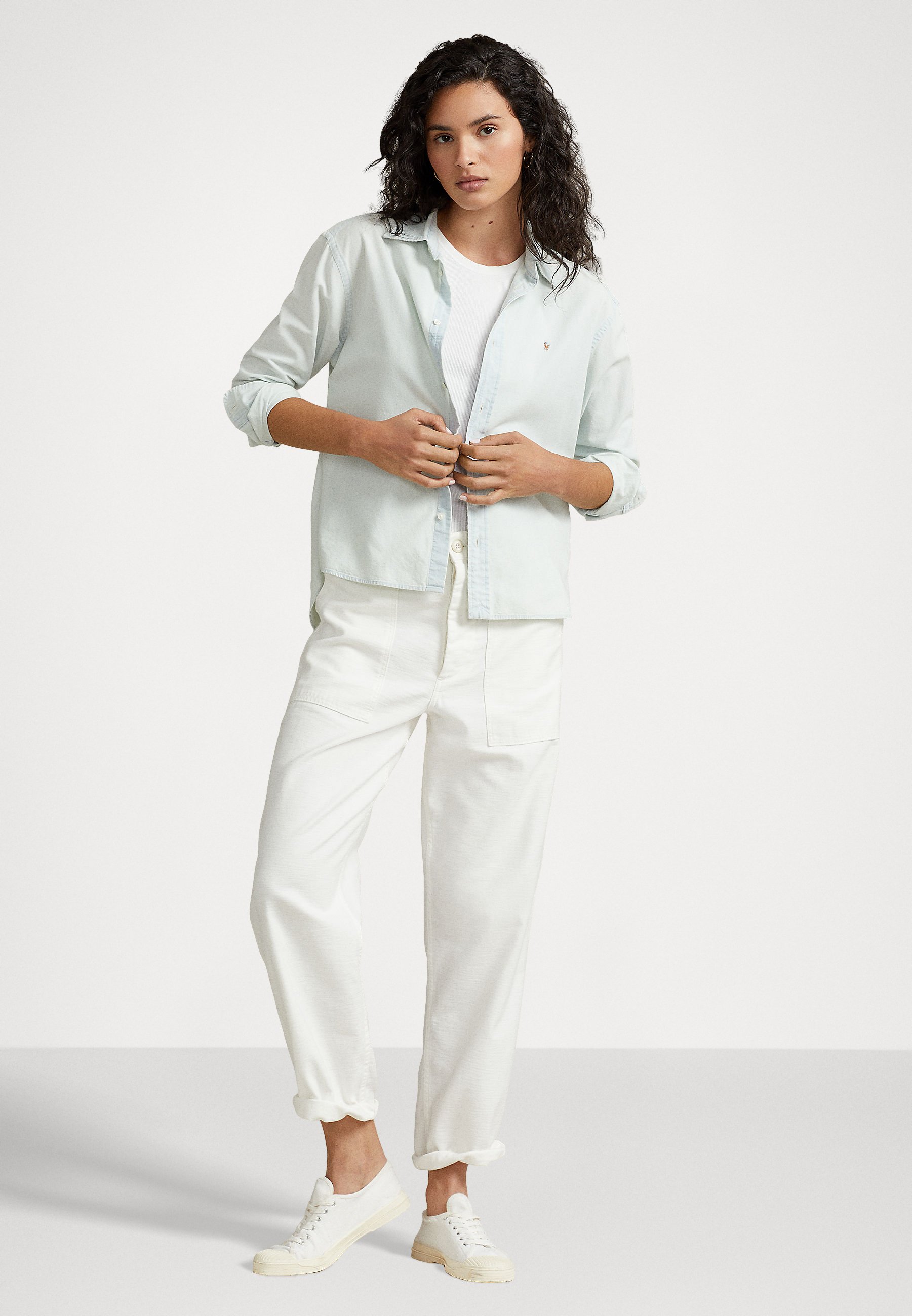 Polo Ralph Lauren LONG SLEEVE BUTTON FRONT SHIRT - Button-down blouse - chambray/multi-coloured