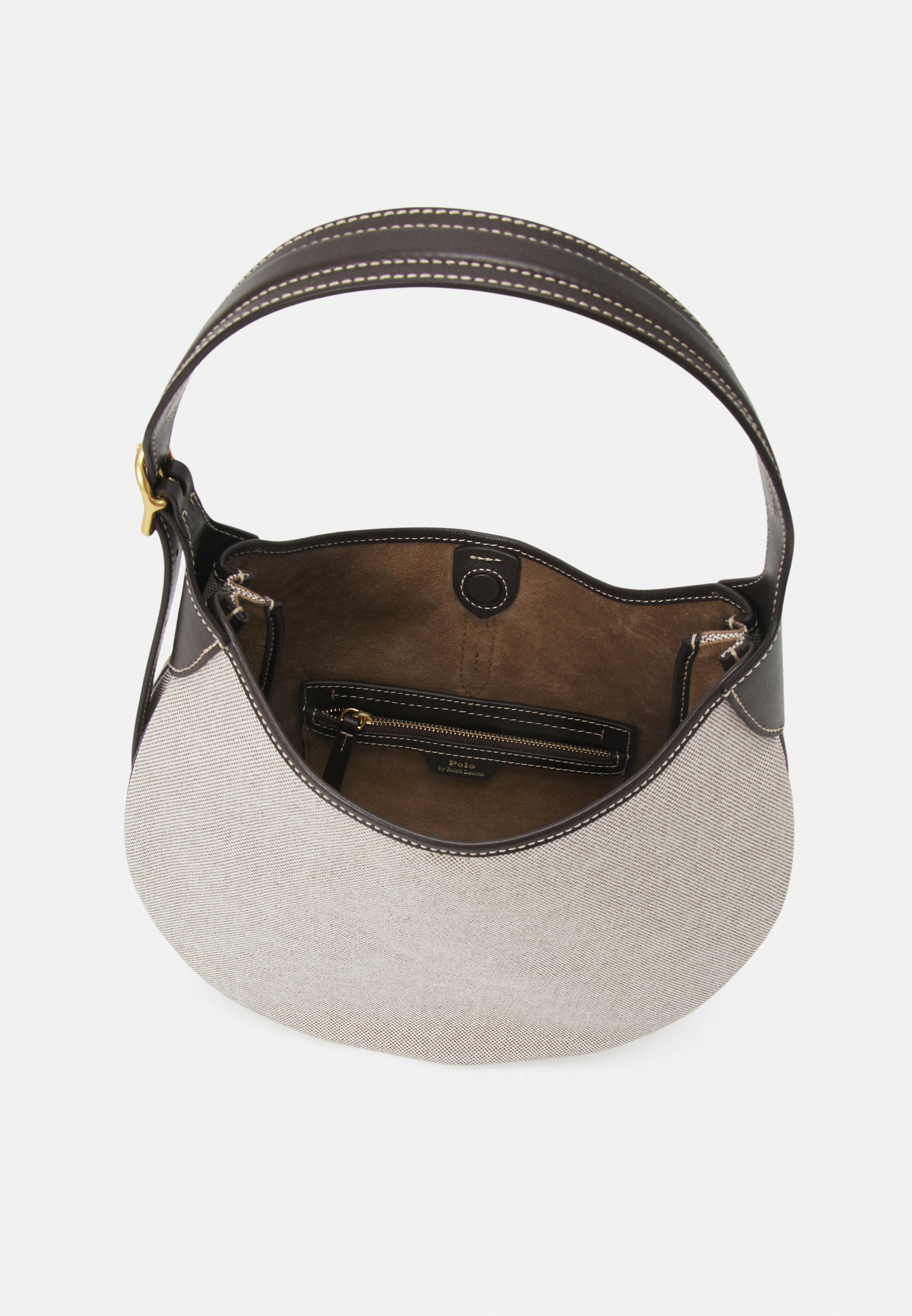 Polo Ralph Lauren SHOULDER BAG MEDIUM - Handbag - natural/tobacco/black