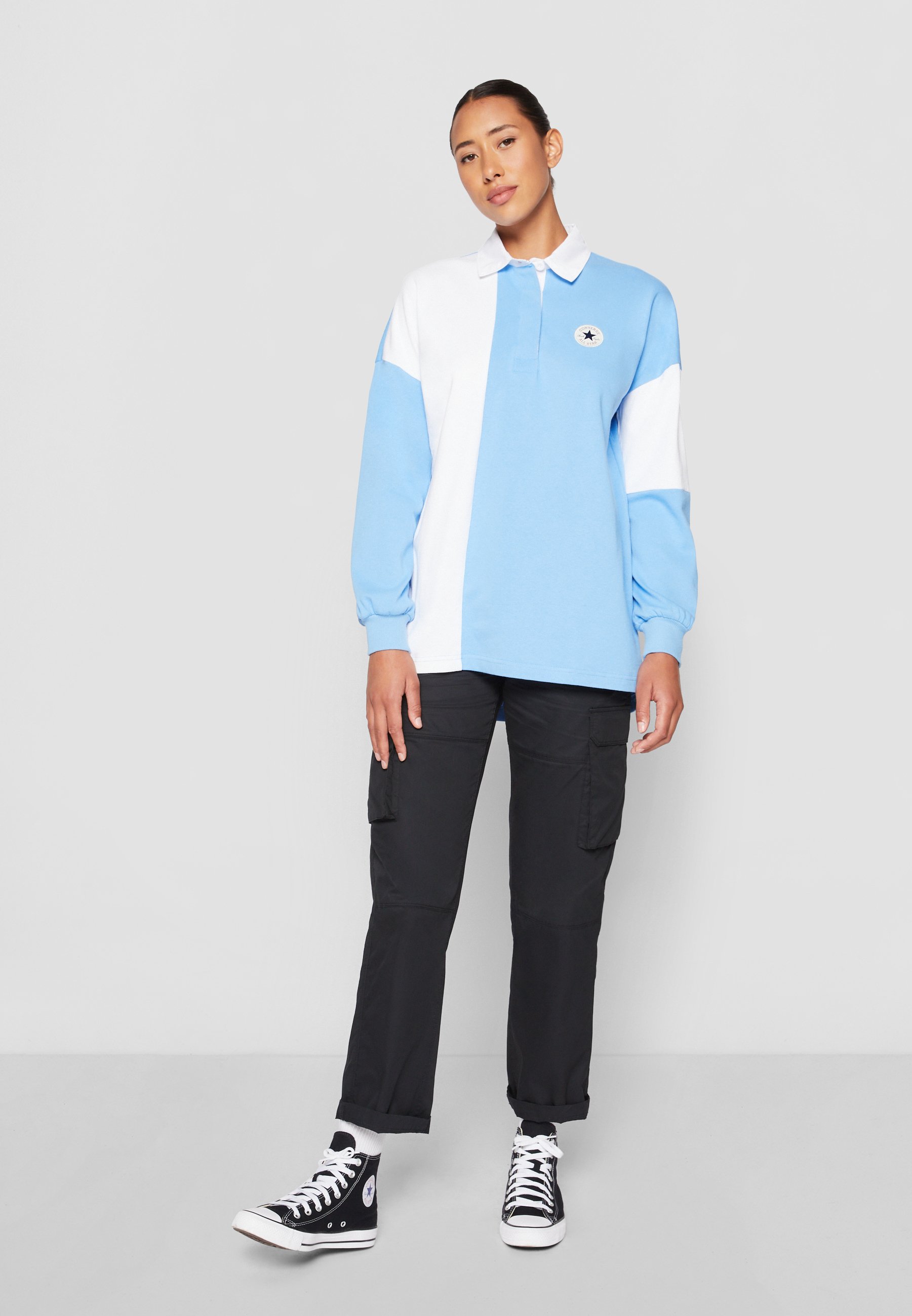 Converse RETRO RUGBY SHIRT - Long sleeved top - light blue