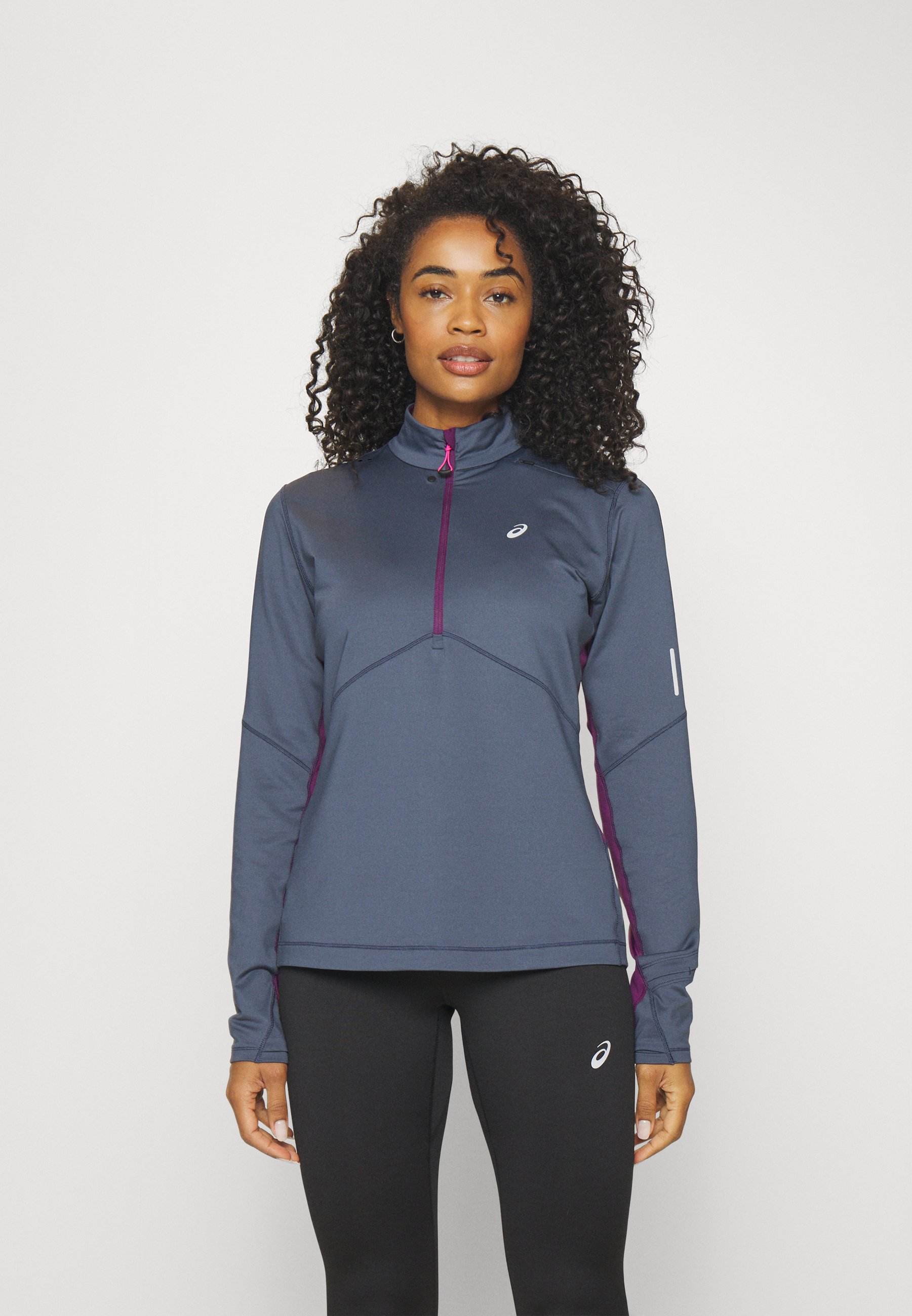 ASICS WINTER RUN MIDLAYER - Long sleeved top - tarmac/deep mauve/grey