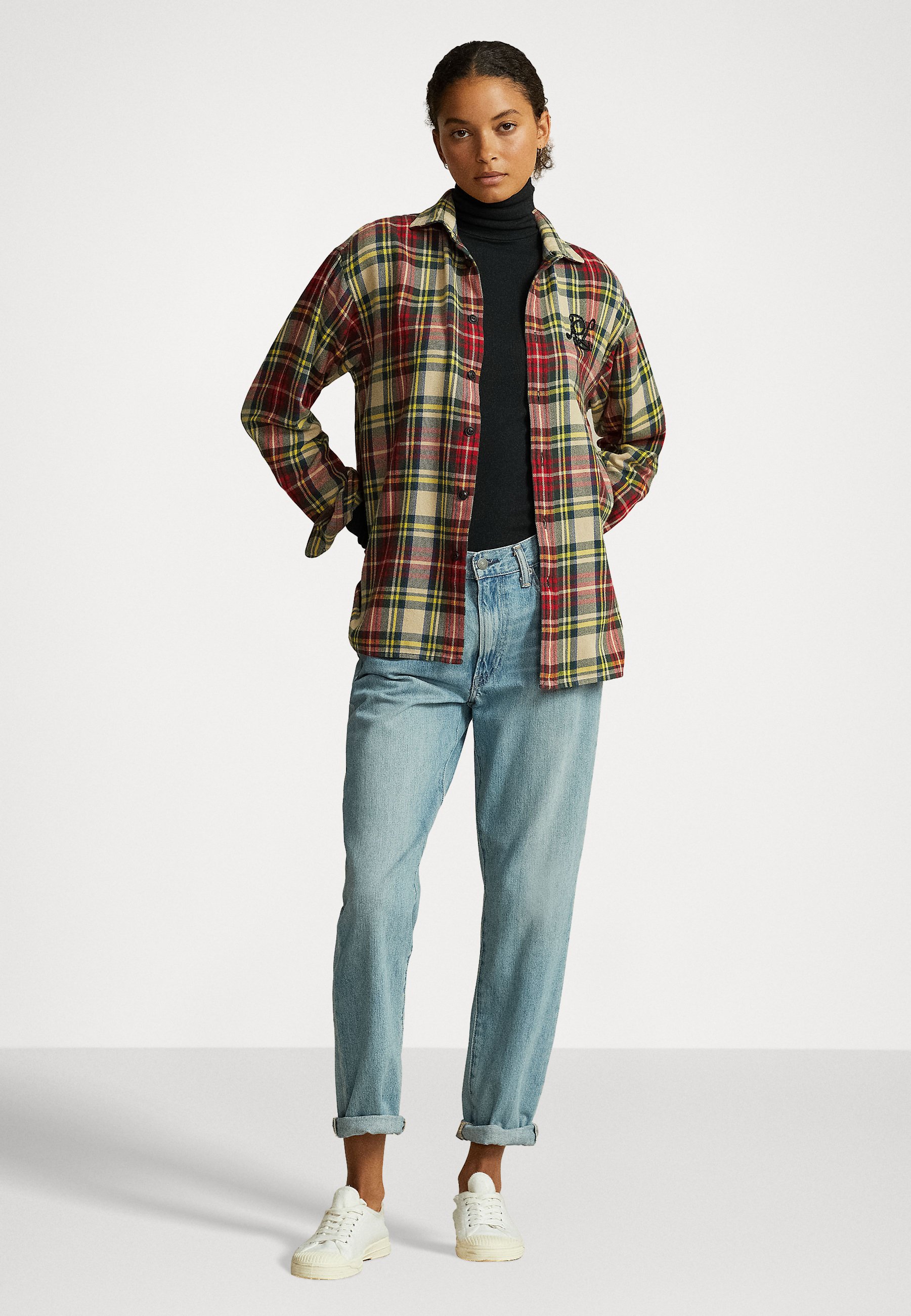 Polo Ralph Lauren LONG SLEEVE BUTTON FRONT SHIRT - Button-down blouse - red/green/blue/red