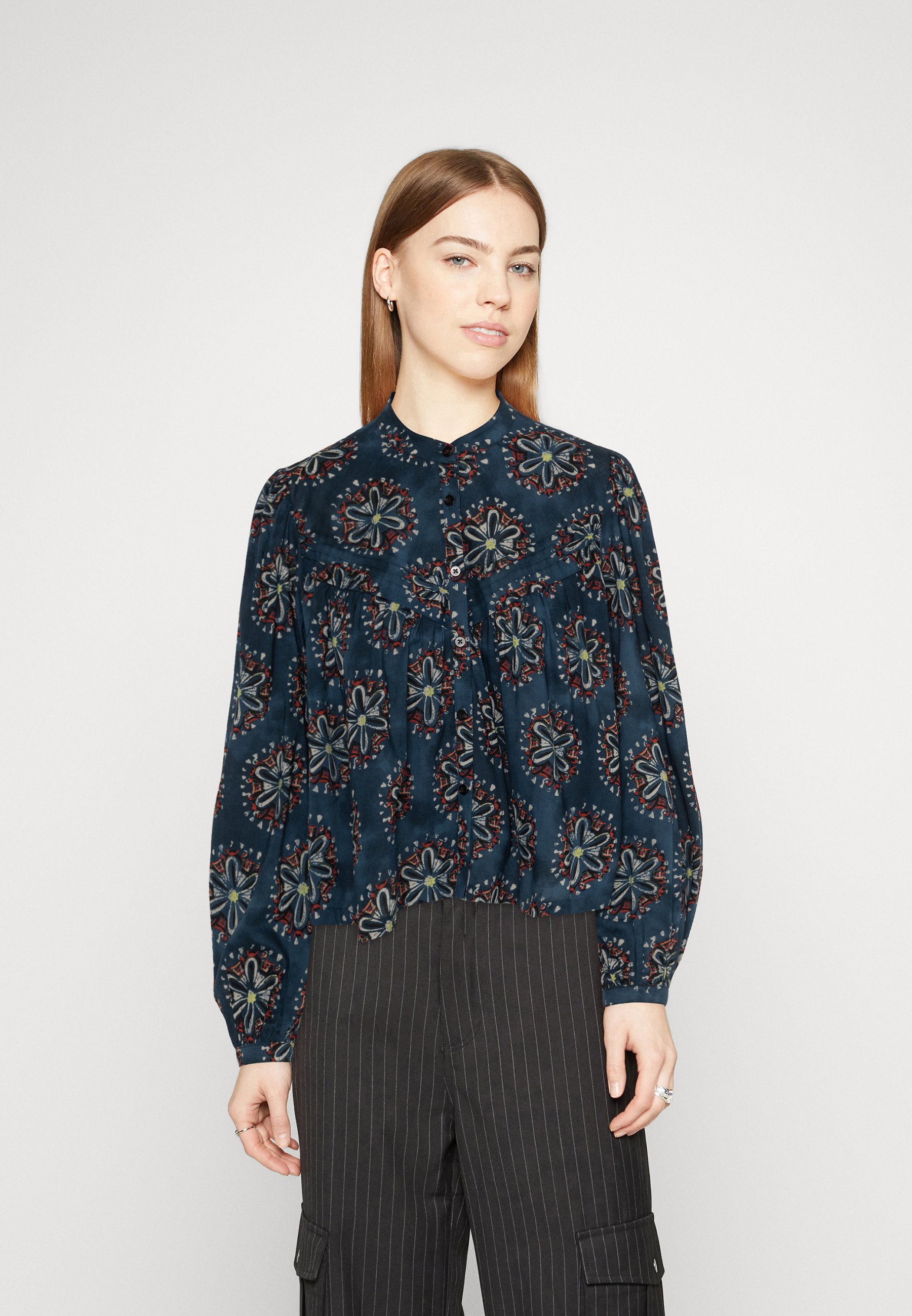 Scotch & Soda PINTUCK YOKE GATHERING - Blouse - sides block marine/dark blue
