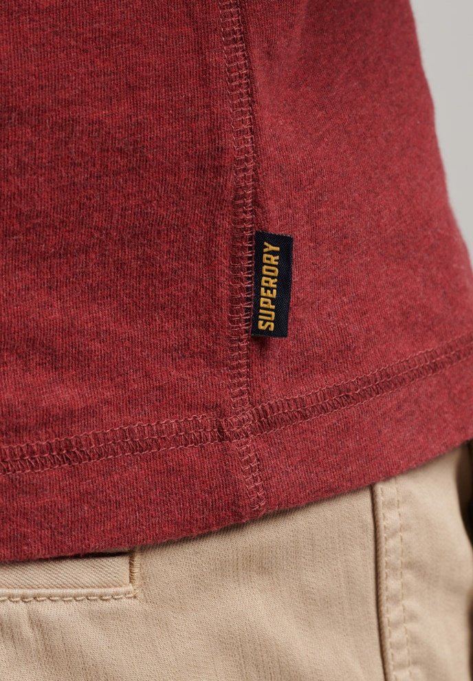 Superdry VINTAGE LOGO EMBROIDERED HENLEY - Long sleeved top - vintage red marl/red