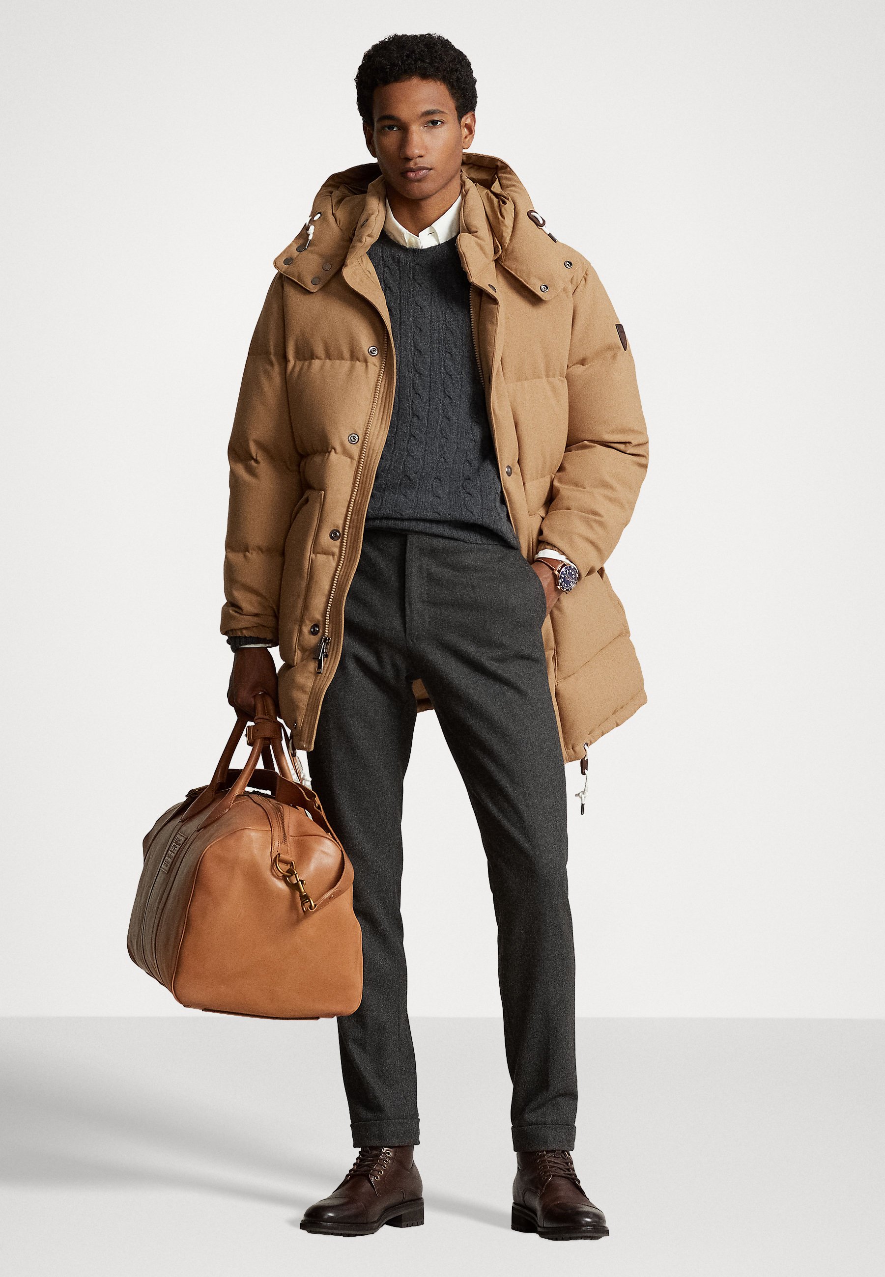 Polo Ralph Lauren BOULDER LINED COAT - Down coat - berkshire tan heather/tan