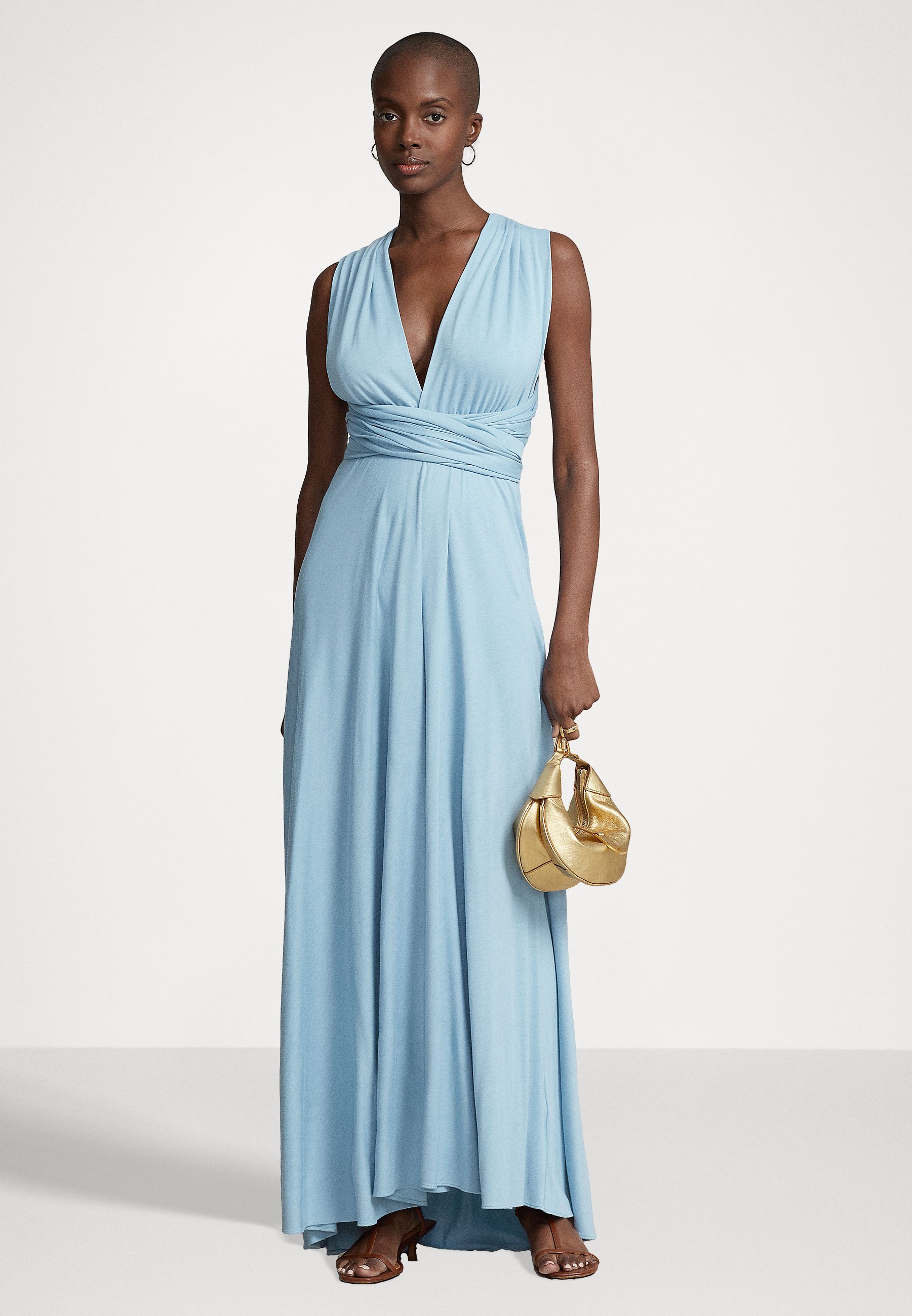 Polo Ralph Lauren SLEEVELESS DRESS - Maxi dress - powder blue/blue