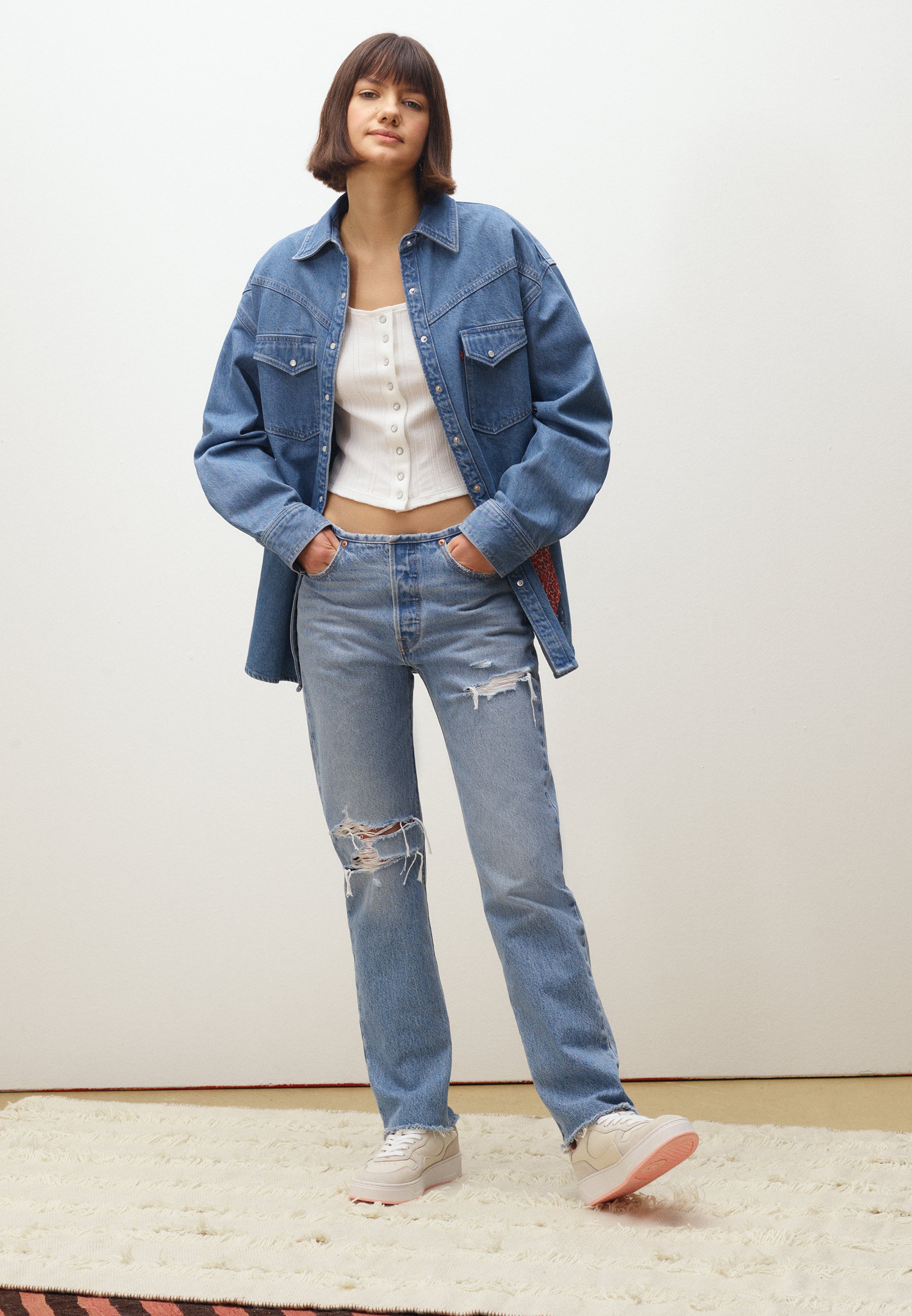 Levi's® 501® MINI WAIST - Relaxed fit jeans - once upon a waistband/destroyed denim