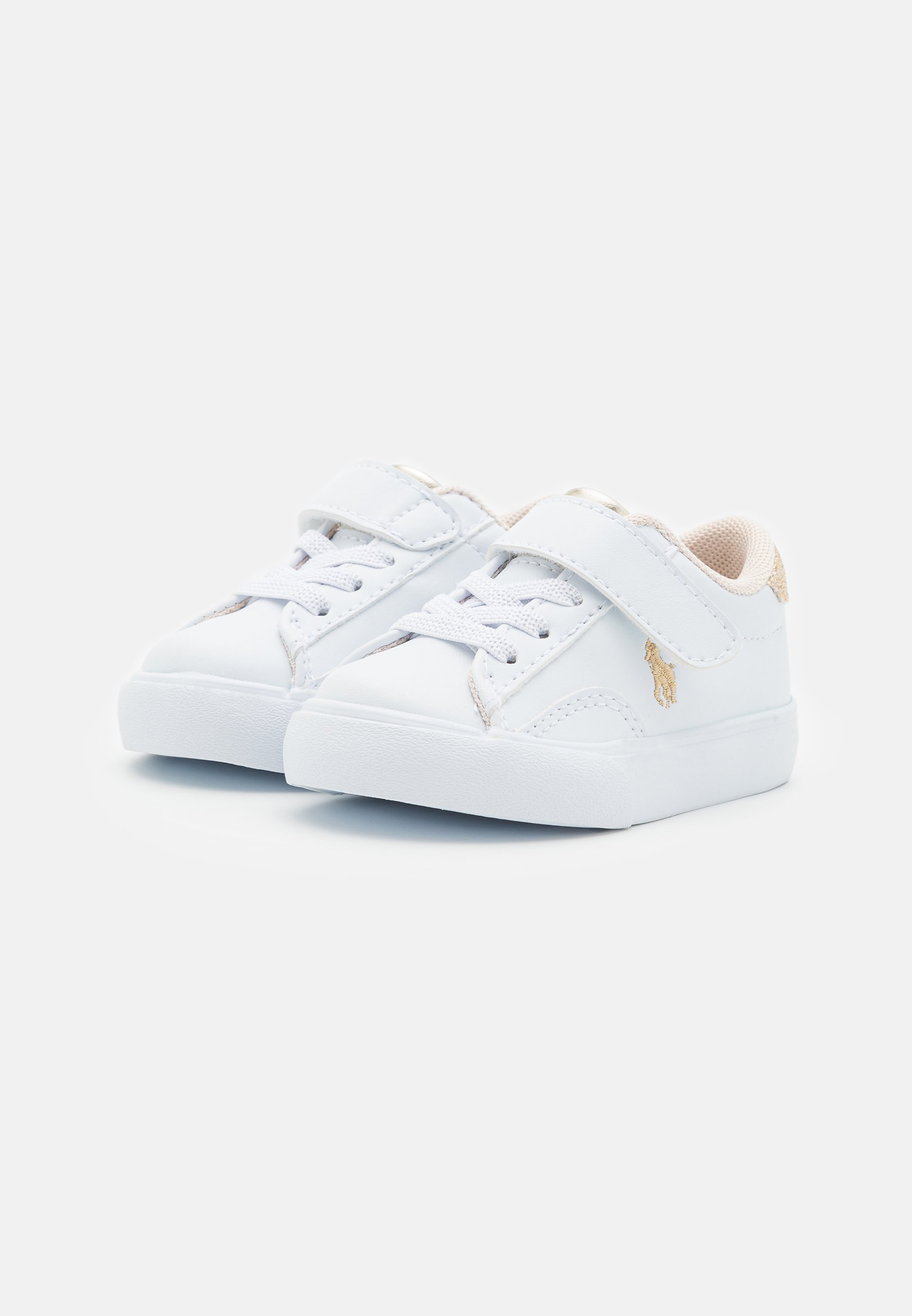 Polo Ralph Lauren THERON - Trainers - white/gold metallic/white