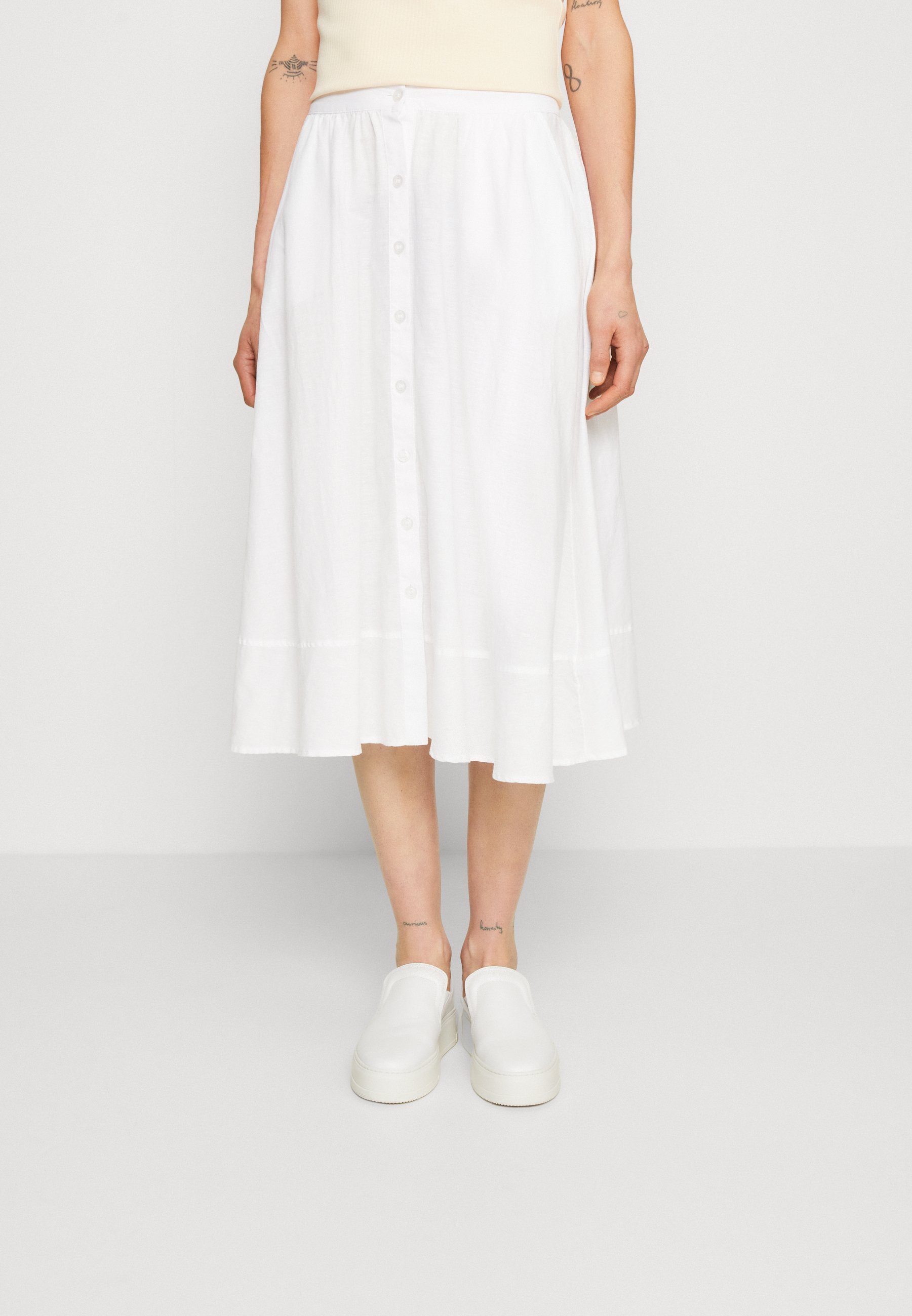 Esprit BUTTONED SKIRT - A-line skirt - white