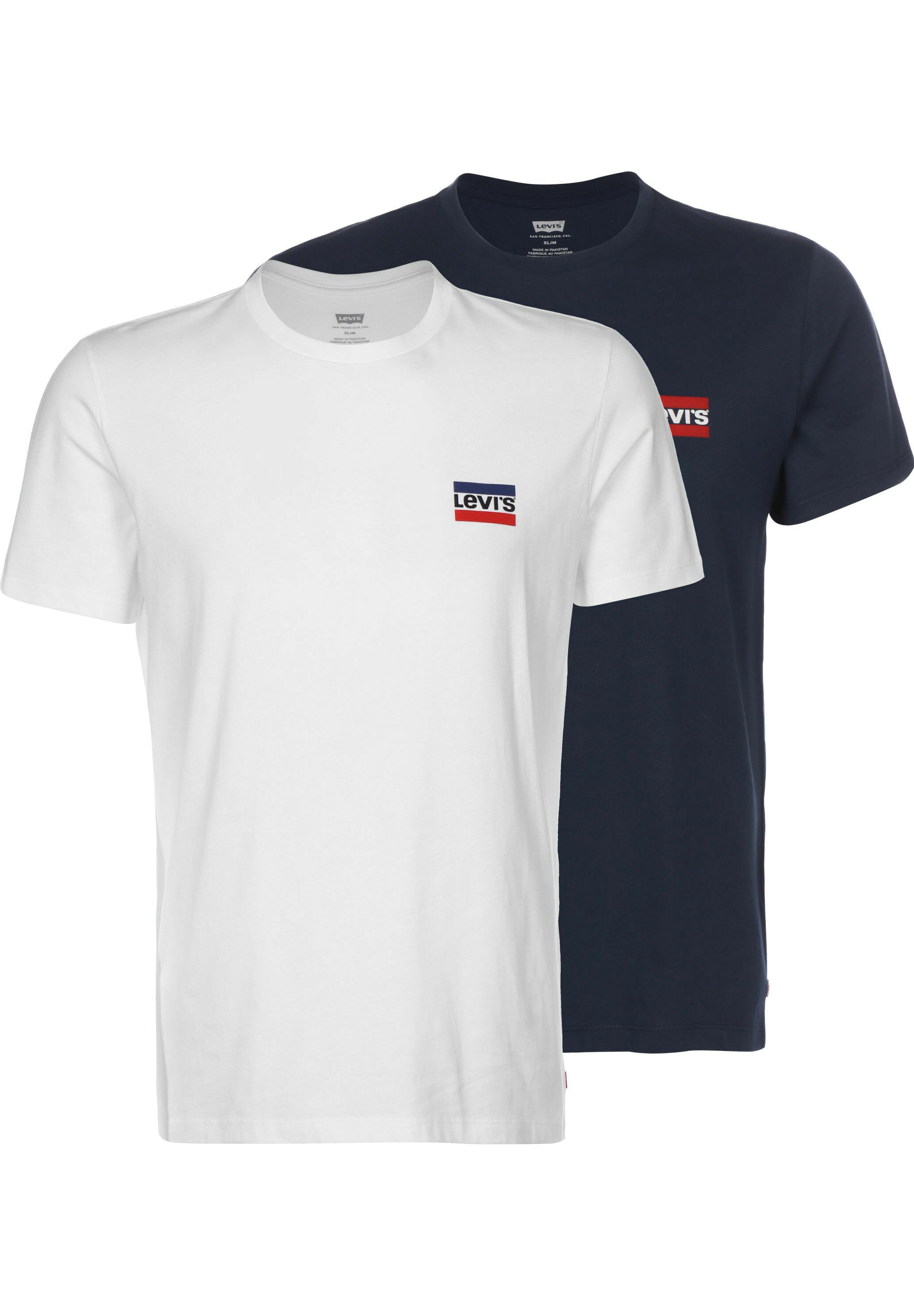 Levi's® CREWNECK GRAPHIC 2 PACK - Basic T-shirt - white/blue/white
