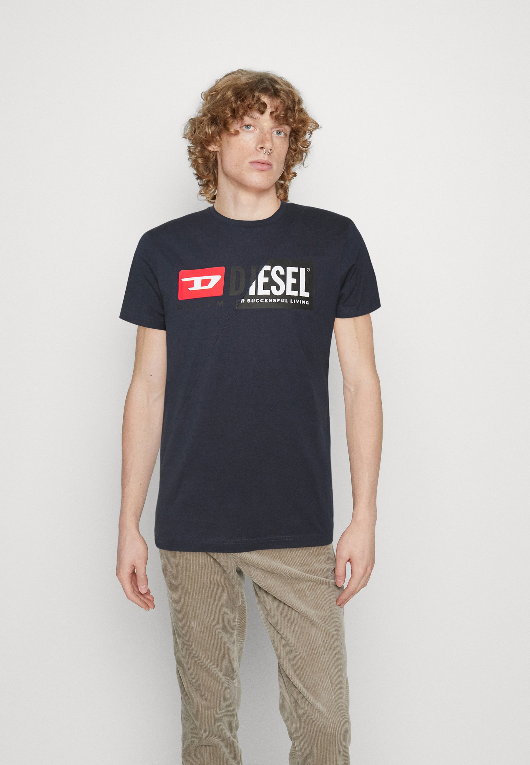 Diesel BROKEN LOGO DIEGO FIT UNISEX - Print T-shirt - blue